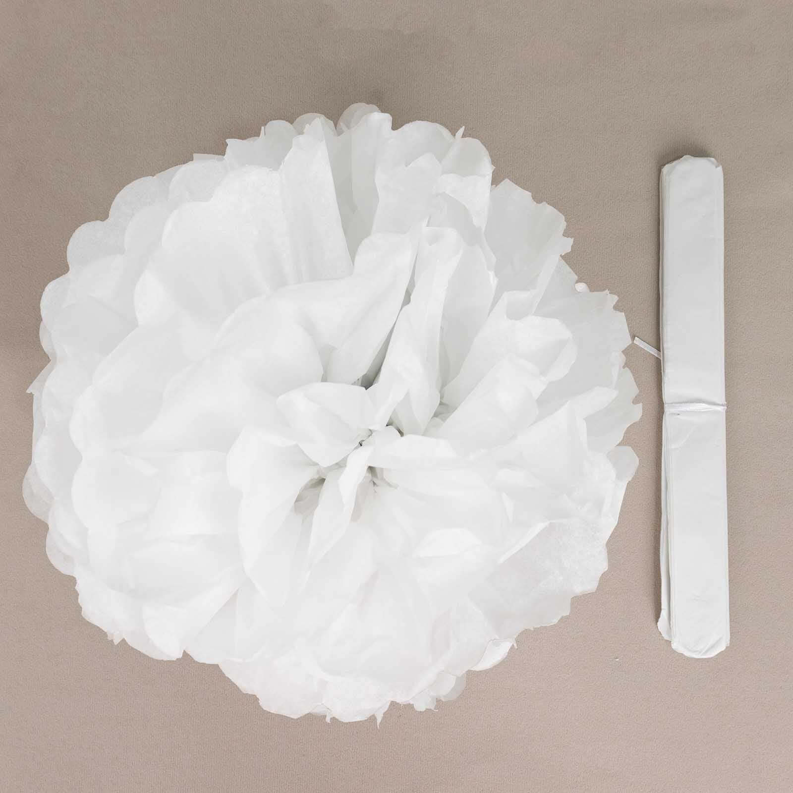 6-Pack 12-Inch White Paper Pom Poms - Ideal Flower Balls for Party Hanging Decorations