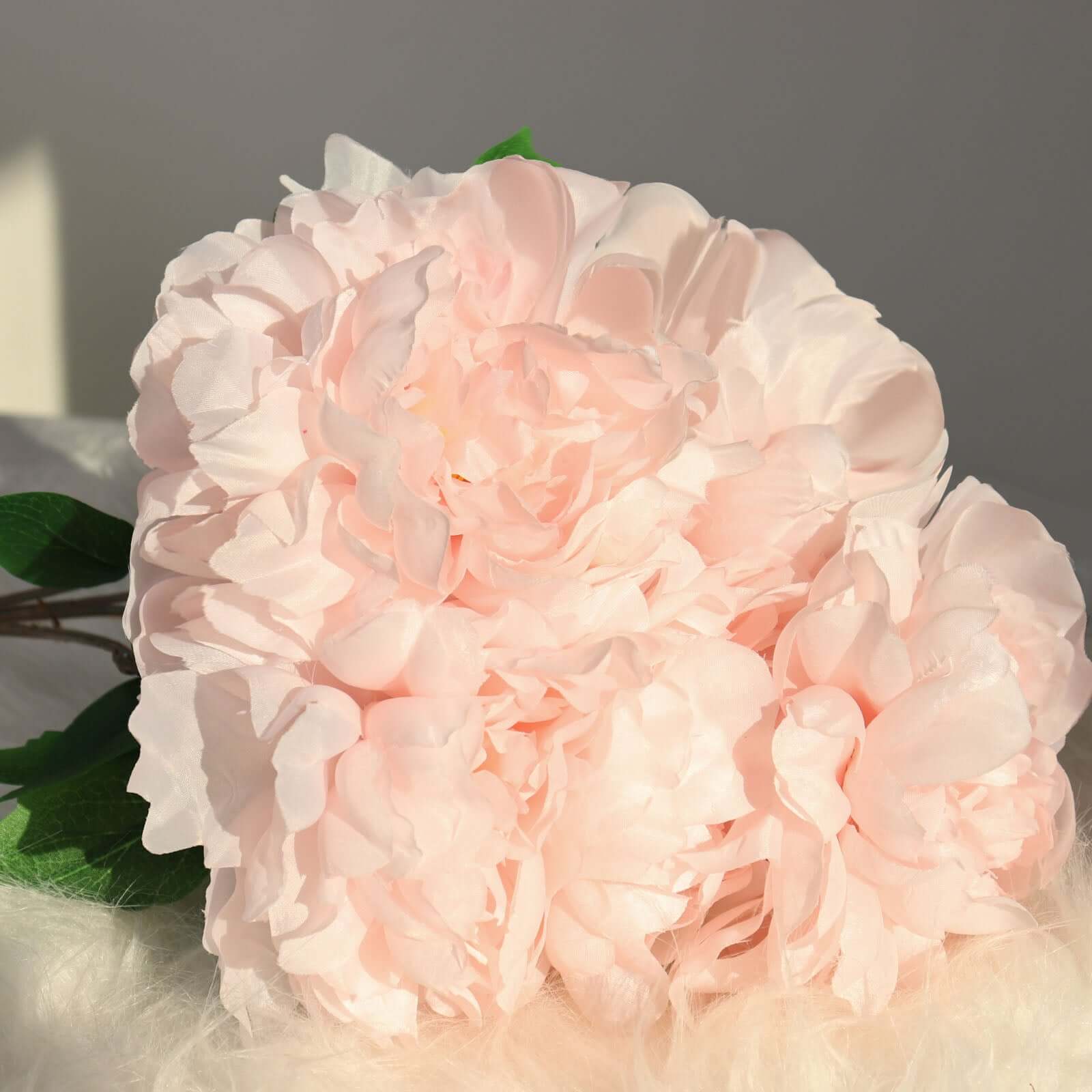2 Pack of 17-Branch Blush Artificial Silk Peony Flower Bouquets, Realistic Touch