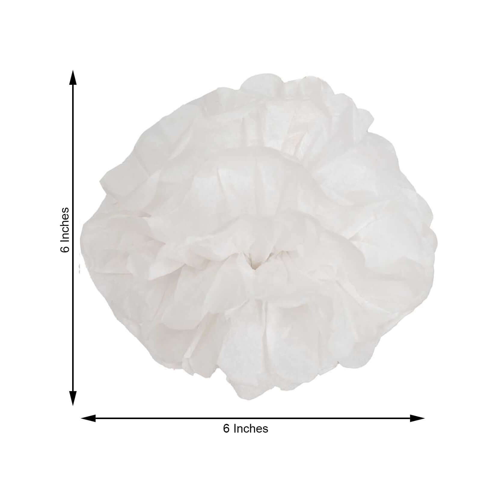 Hot Sale! 6-Piece Set of White Paper Pom Pom Flower Balls for Ceiling and Wall Decorations