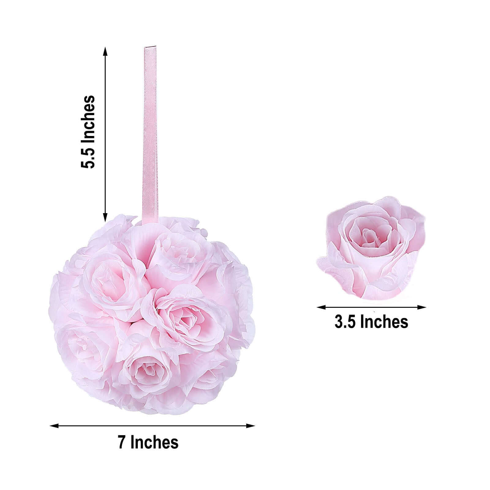 2-Pack Blush Silk Rose Kissing Flower Balls - Ideal for Decor