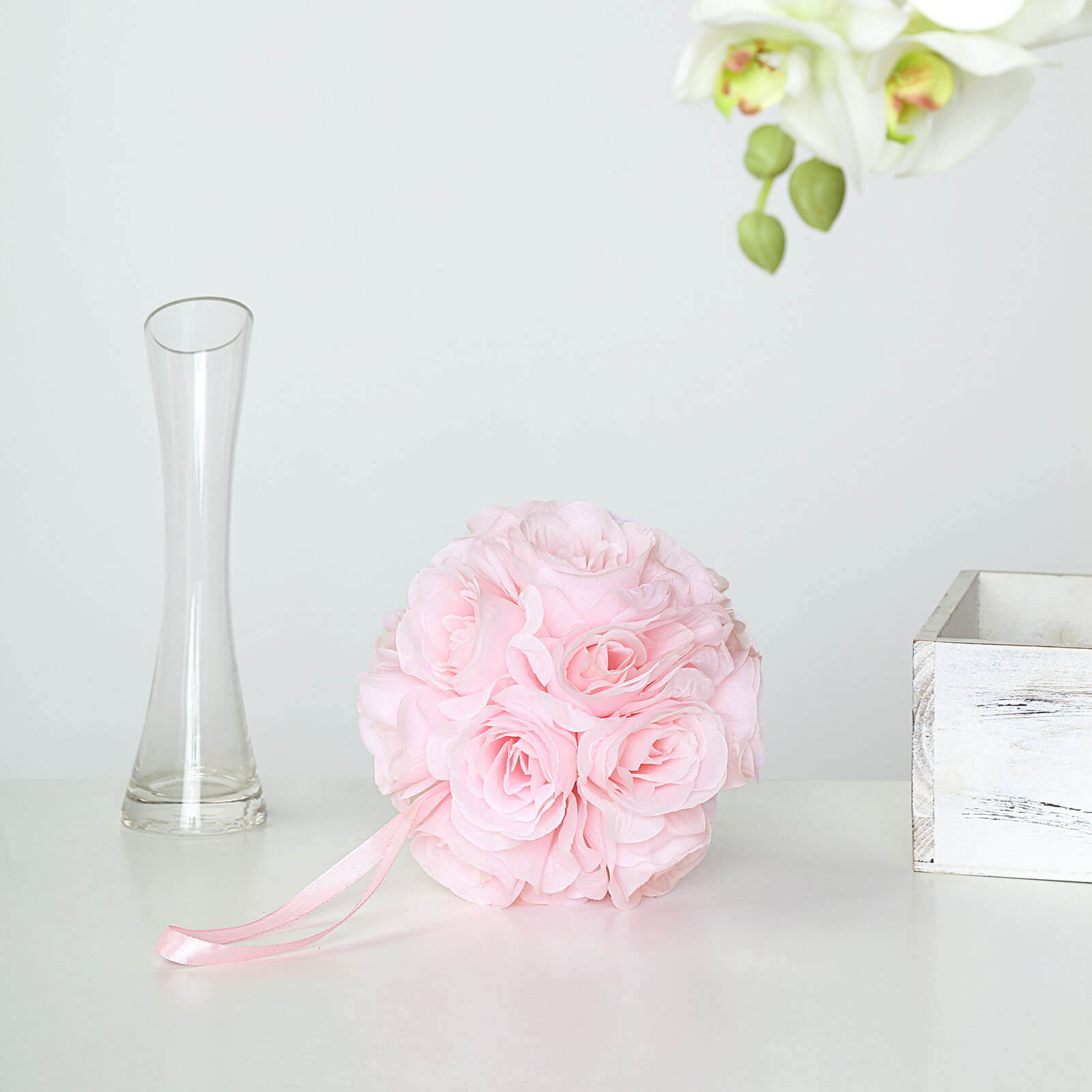 2-Pack Blush Silk Rose Kissing Flower Balls - Ideal for Decor