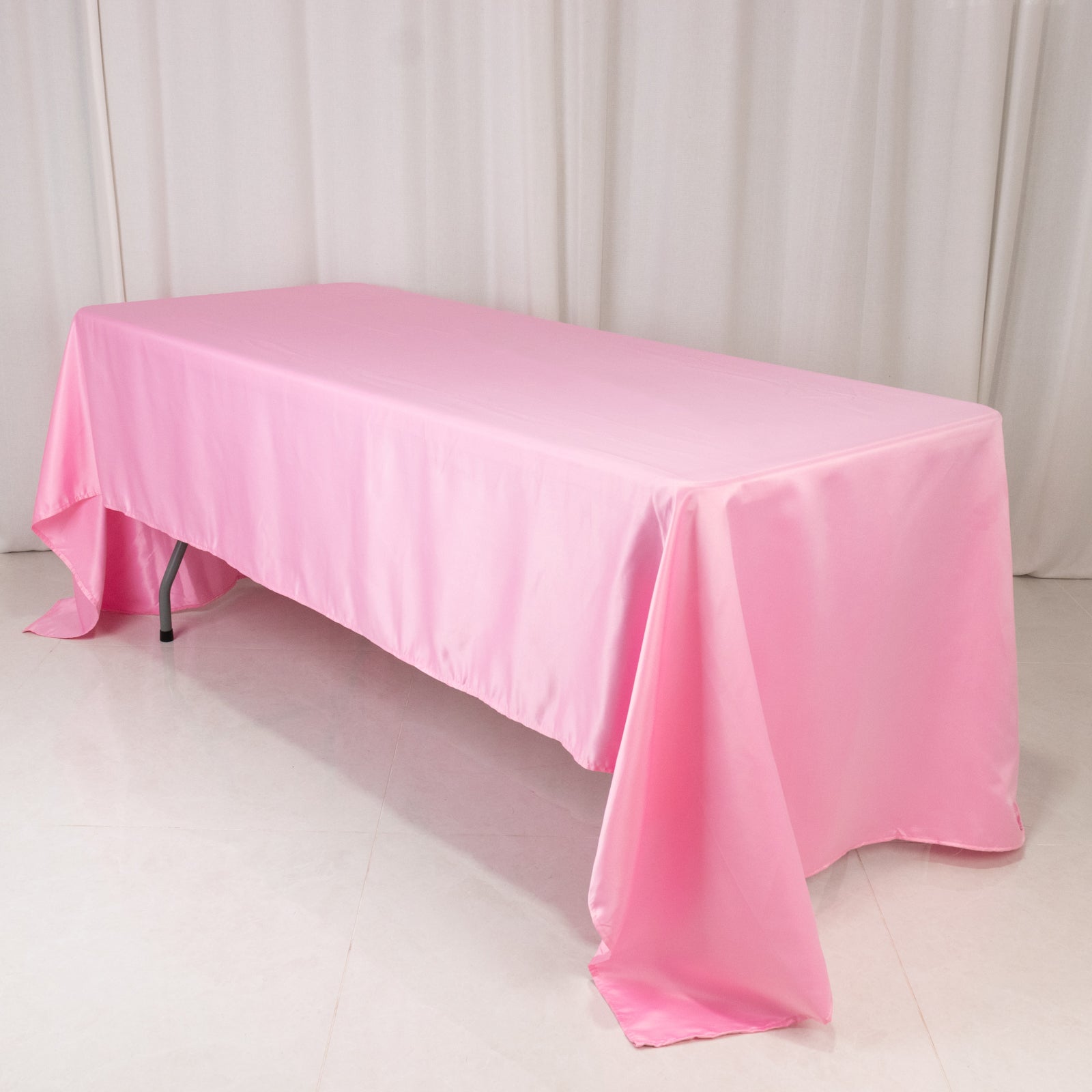 Pink Lamour Satin Rectangle Tablecloth - 60x126 Inches, Soft & Silk-Like, Ideal for Events