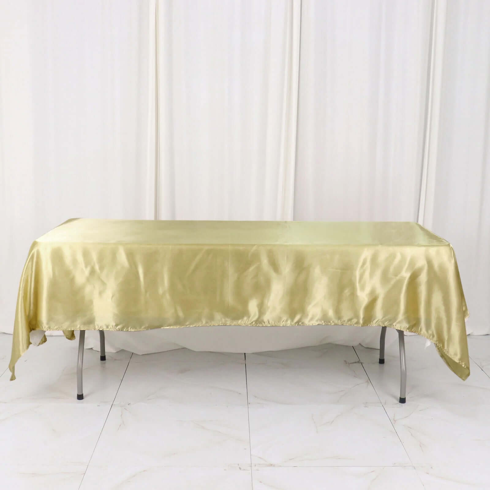 Champagne Satin Rectangular 60x102 Tablecloth - Lustrous & Stain-Resistant