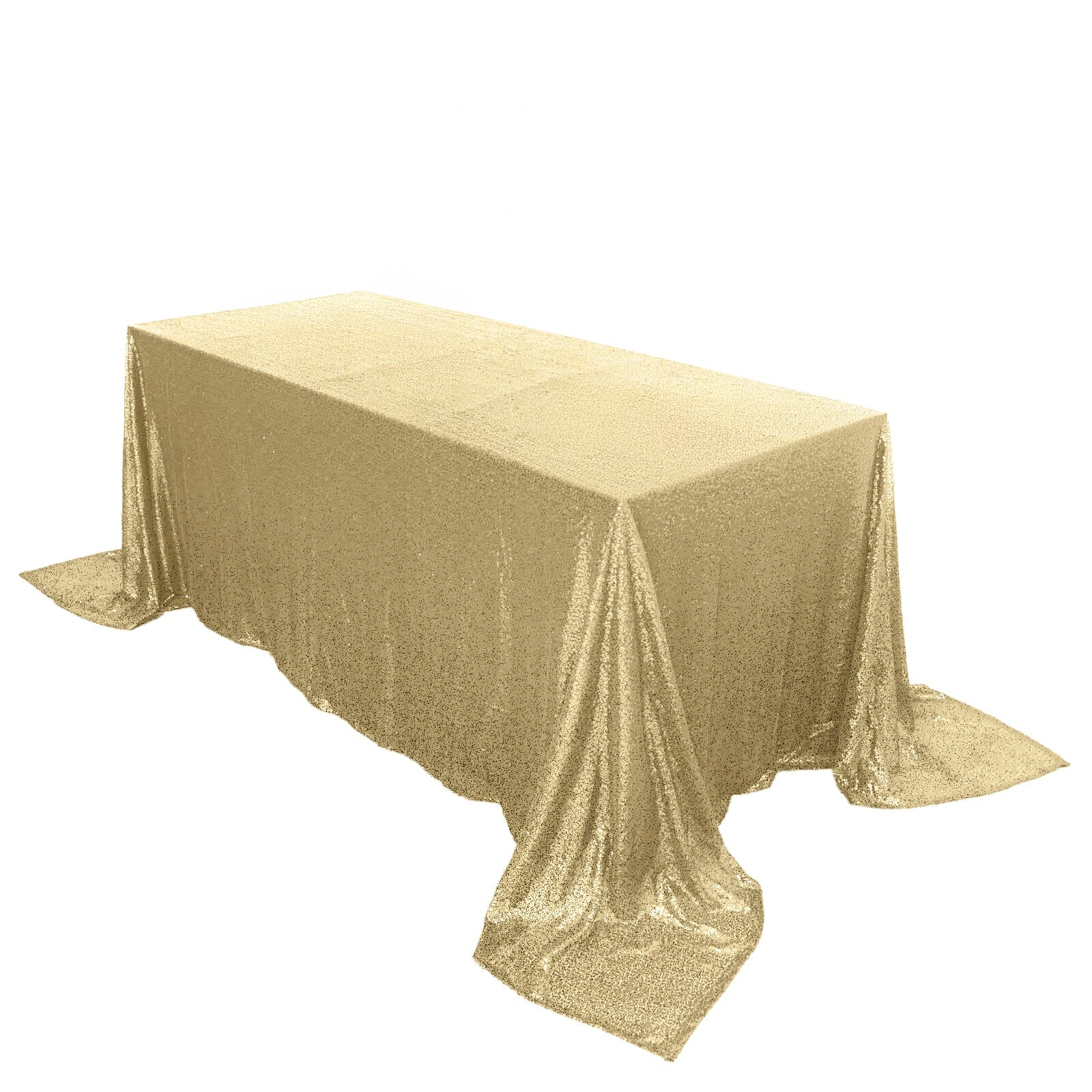 Champagne Seamless Sparkly Sequin Rectangle Tablecloth 90x132