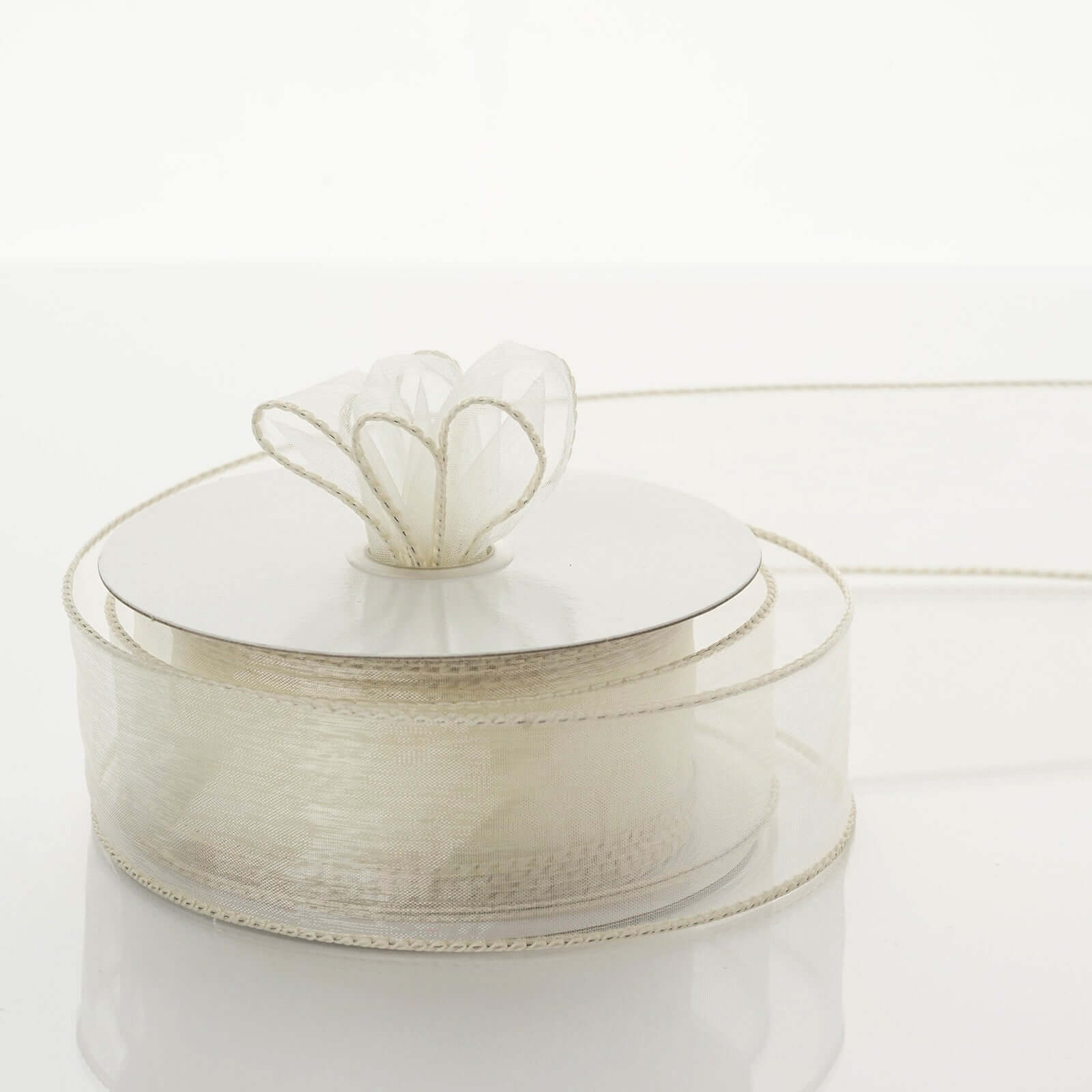 Hot Deal! 10-Yard Ivory 1.5-Inch Wide Sheer Organza Wired Edge Ribbon for Decor