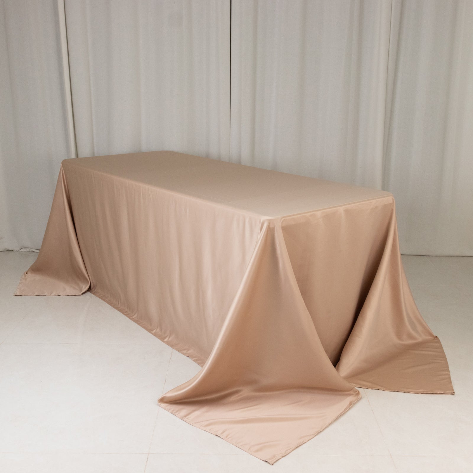 Exclusive Lamour Satin Nude Rectangle Tablecloth - Soft, Silk - like, 90x132