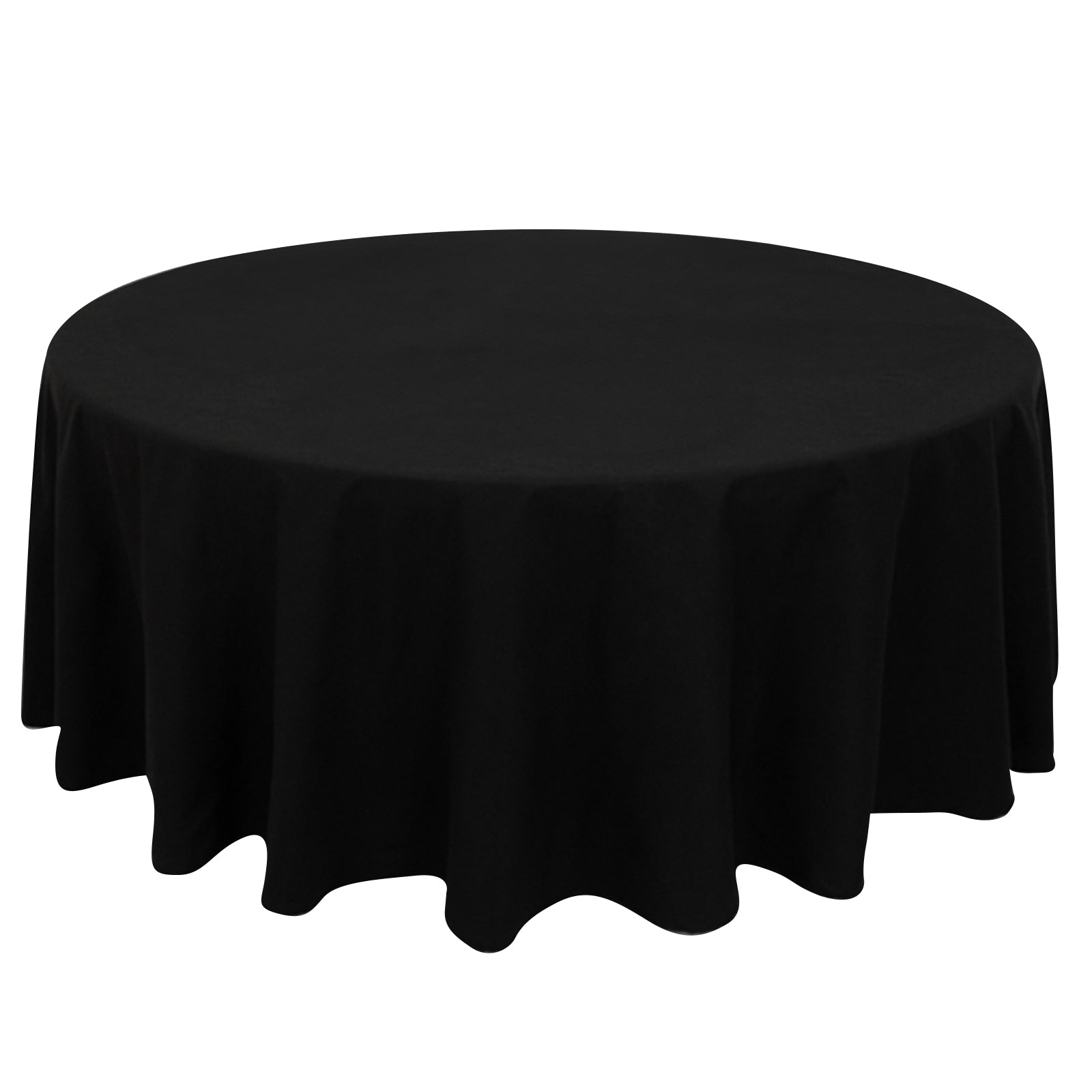 Wrinkle-Resistant Black Cotton Blend 108-Inch Round Tablecloth for Various Occasions