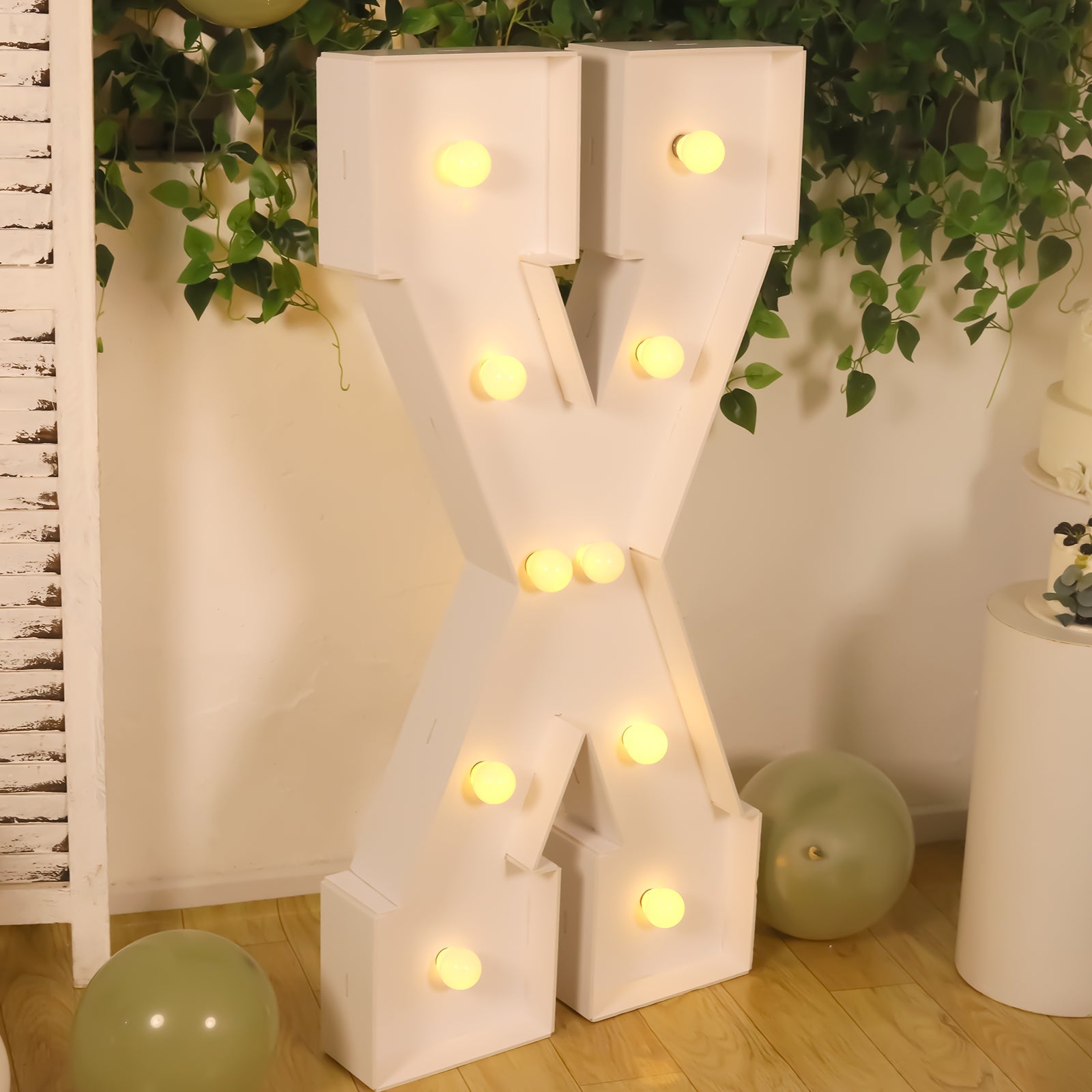 4ft White Giant LED Marquee Light-Up Letter X with 10 Warm White Battery-Operated LEDs, Glue Gun & Sticks - Ideal Decor