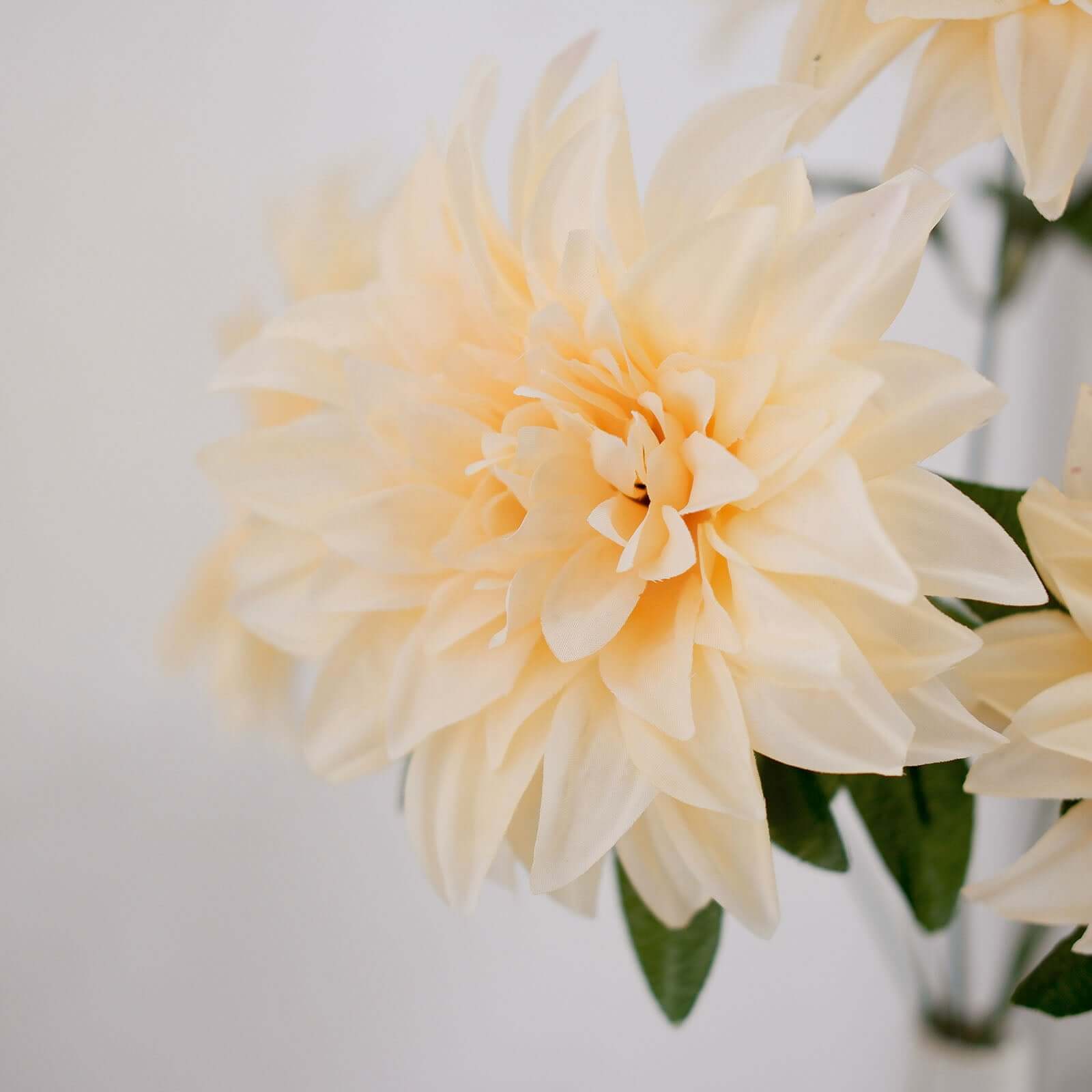 2 Cream Large Head Artificial Dahlia Bouquets - Silk Bridal Flower Decor Sale