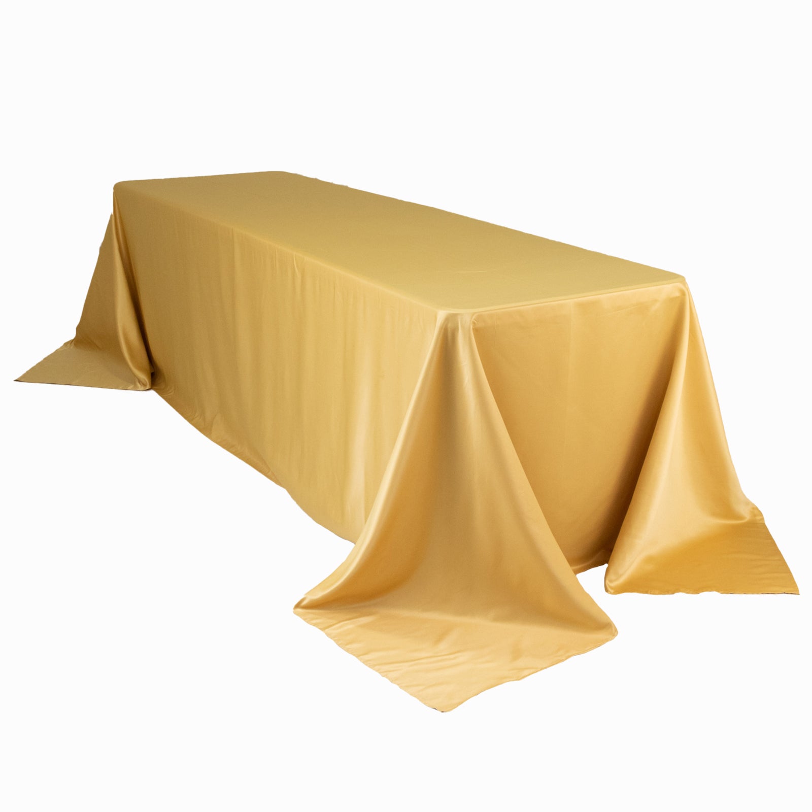 Luxurious Champagne Lamour Satin 90x156 Rectangle Seamless Tablecloth