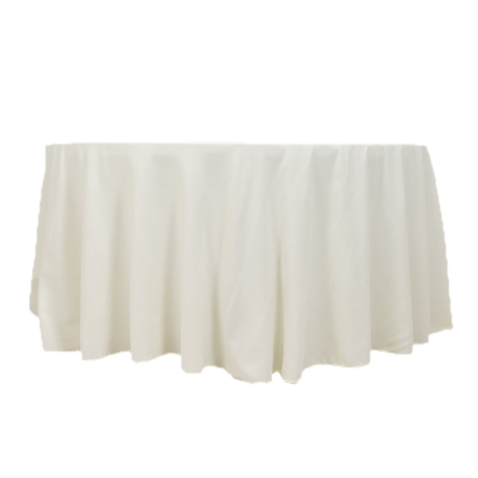 Ivory 120" Cotton Blend Seamless Wrinkle - Resistant Round Tablecloth: Ideal for Events