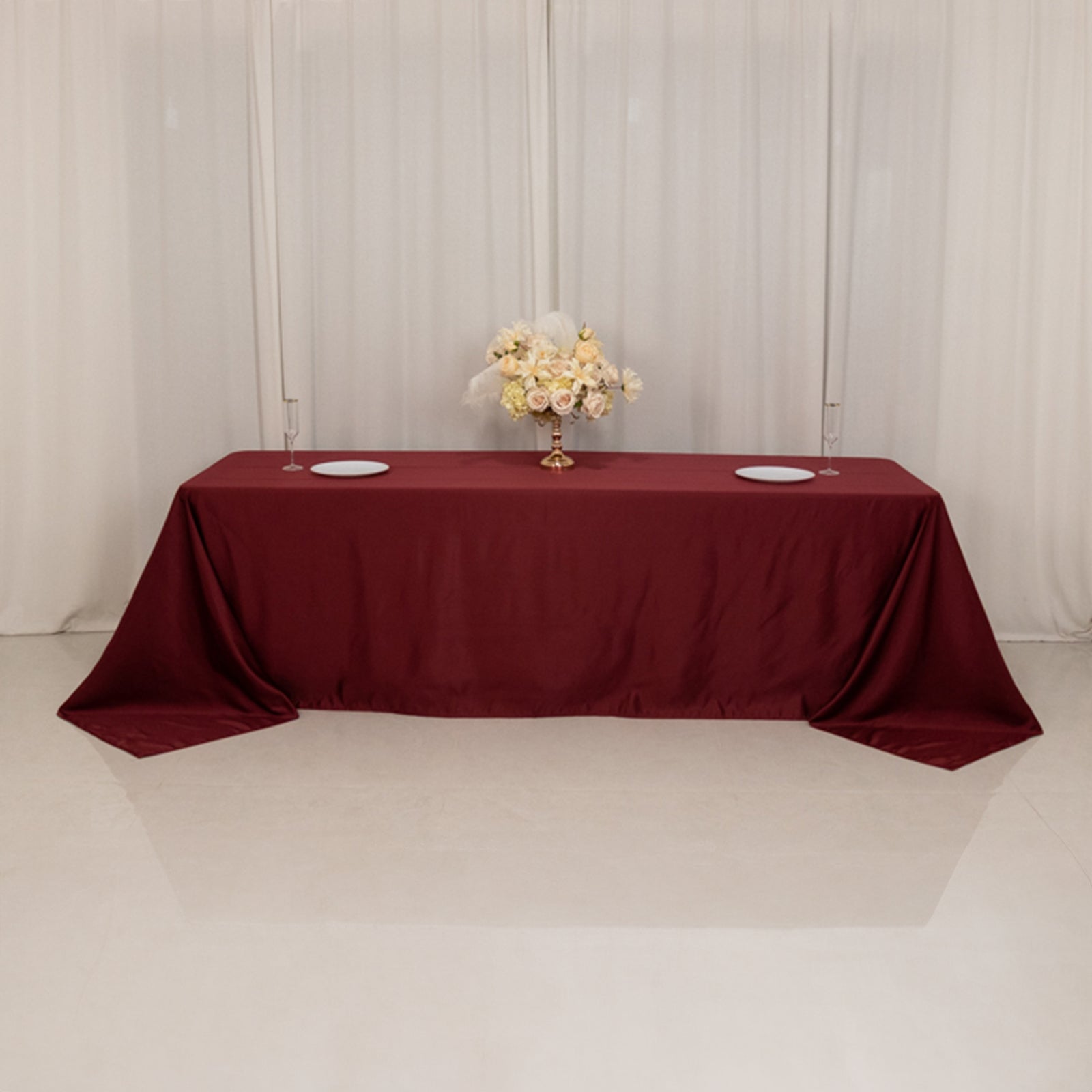 Exclusive Burgundy Lamour Satin Rectangle Tablecloth (90x156) - Soft & Seamless Luxury