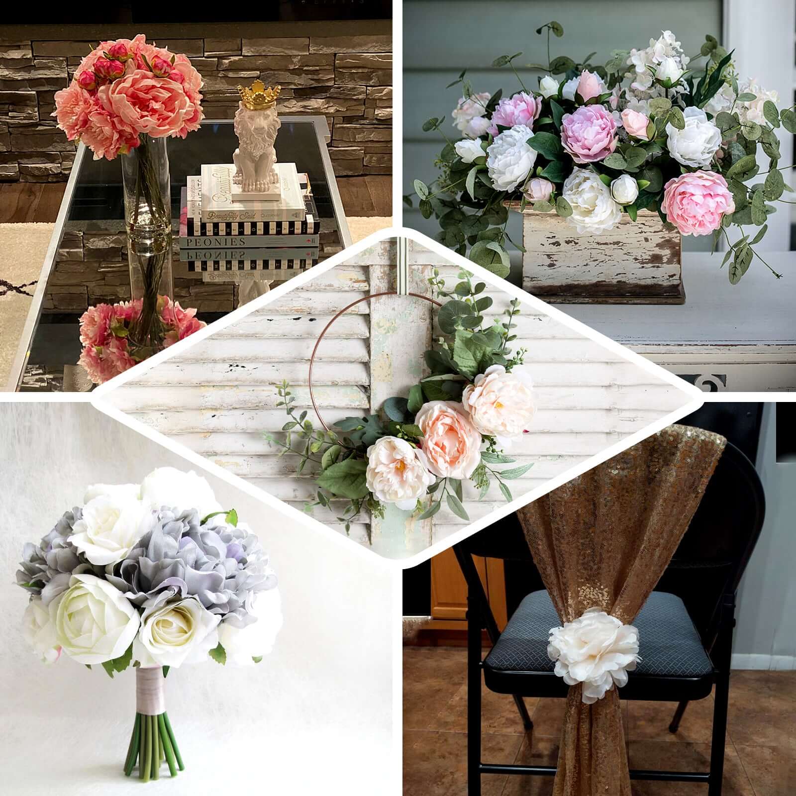 11-Piece Pink Real-Touch Artificial Silk Peony Bouquet - Ideal for Various Occasions