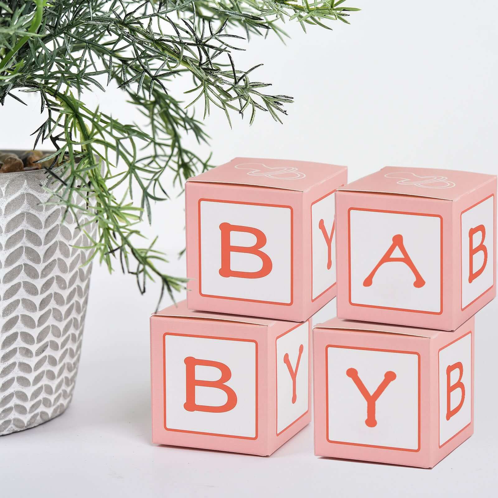 25-Piece Set of Pink Baby Shower Party Favor Candy Gift Boxes