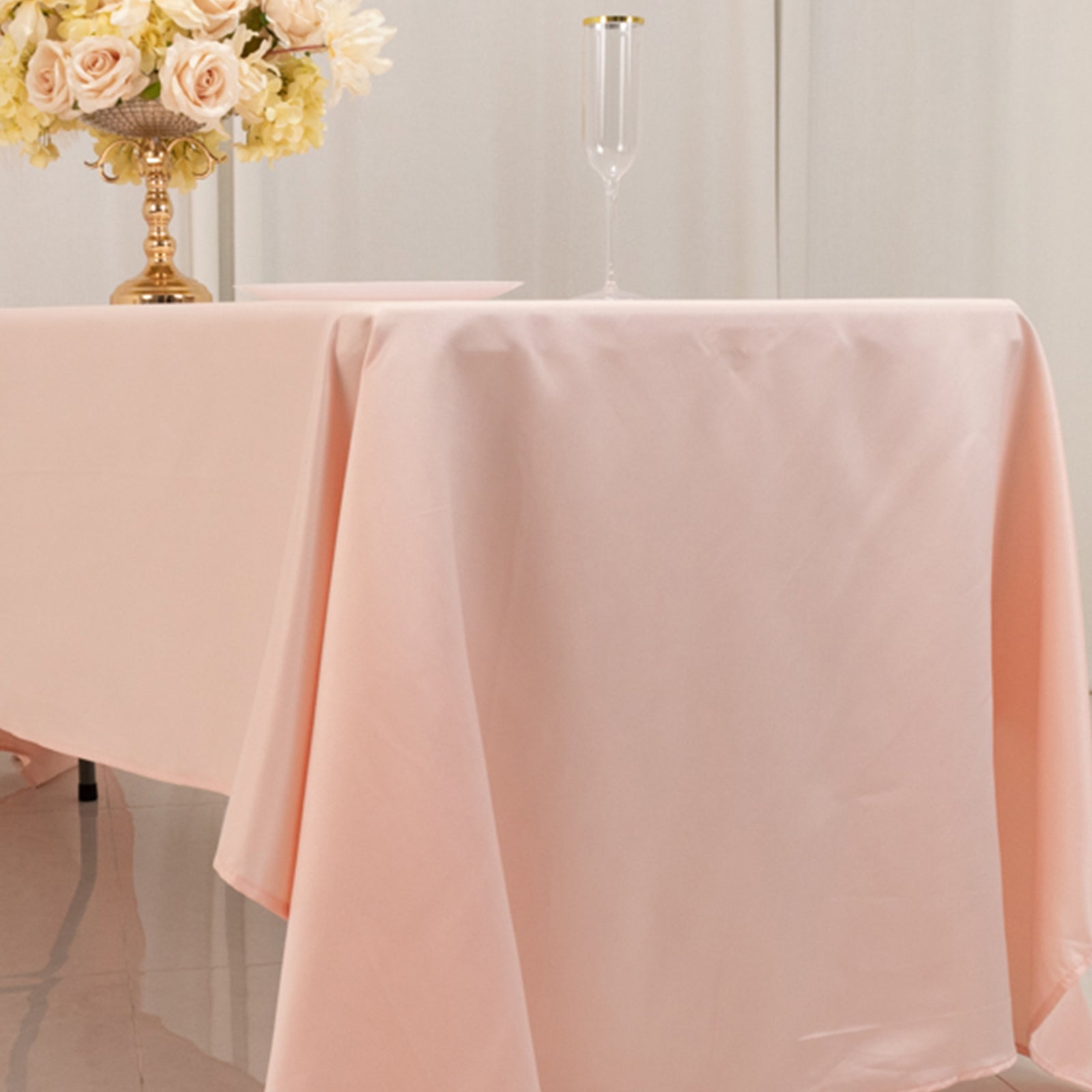 Blush Lamour Satin Rectangle Tablecloth - Soft & Durable, Ideal for Events