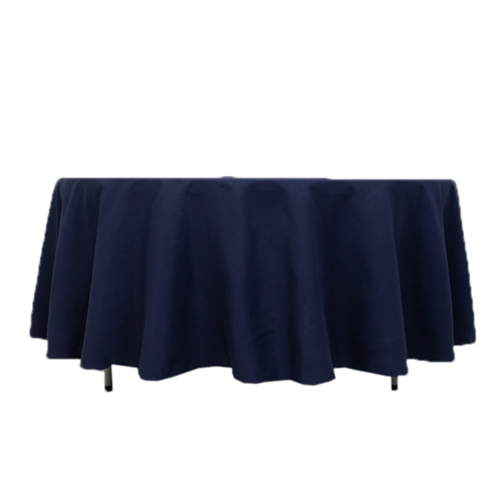 Navy Blue 108" Wrinkle-Resistant Cotton Blend Round Tablecloth - Perfect for Events