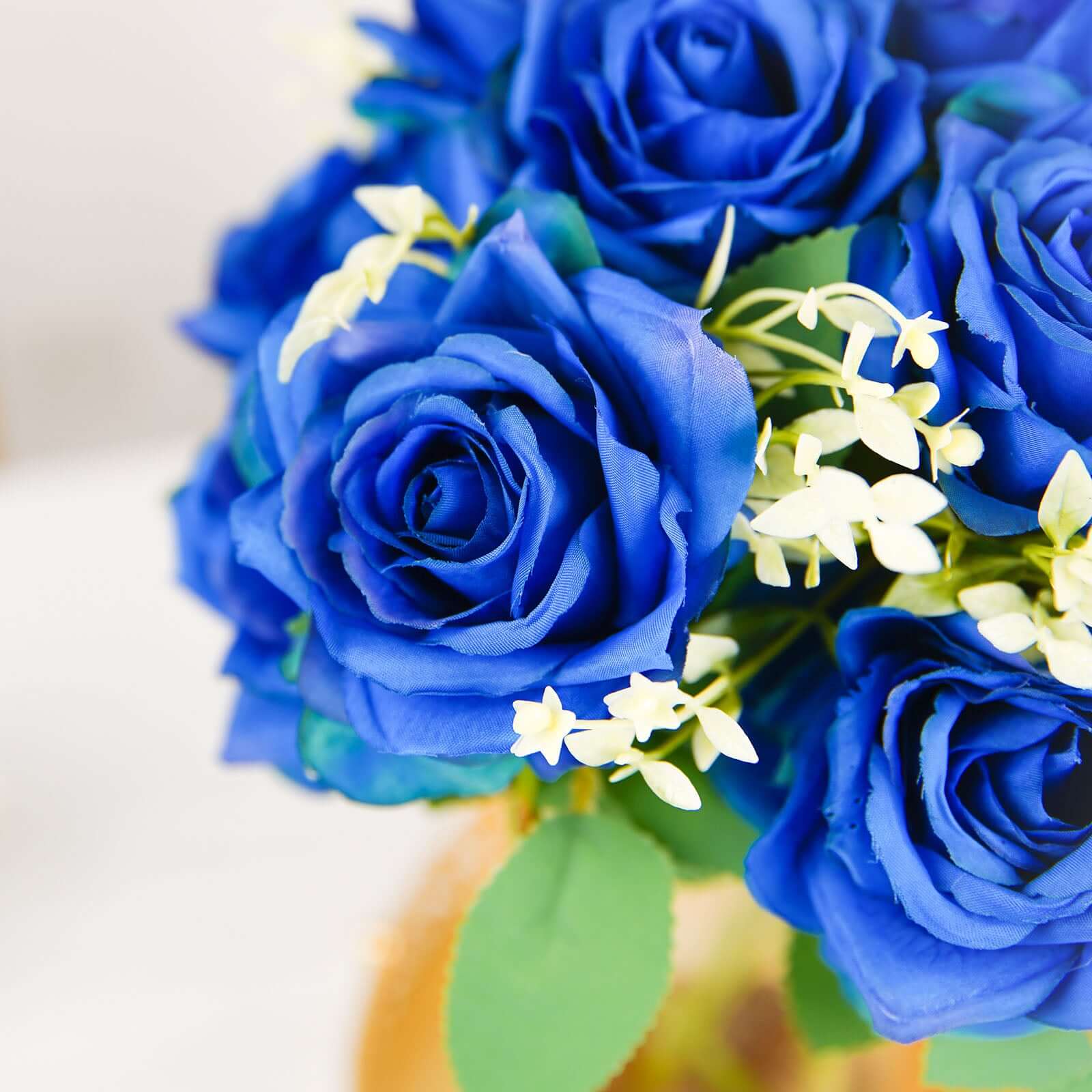 2 Bushes 18-Head Royal Blue Artificial Silk Rose Flower Bouquet, Ideal for Decor