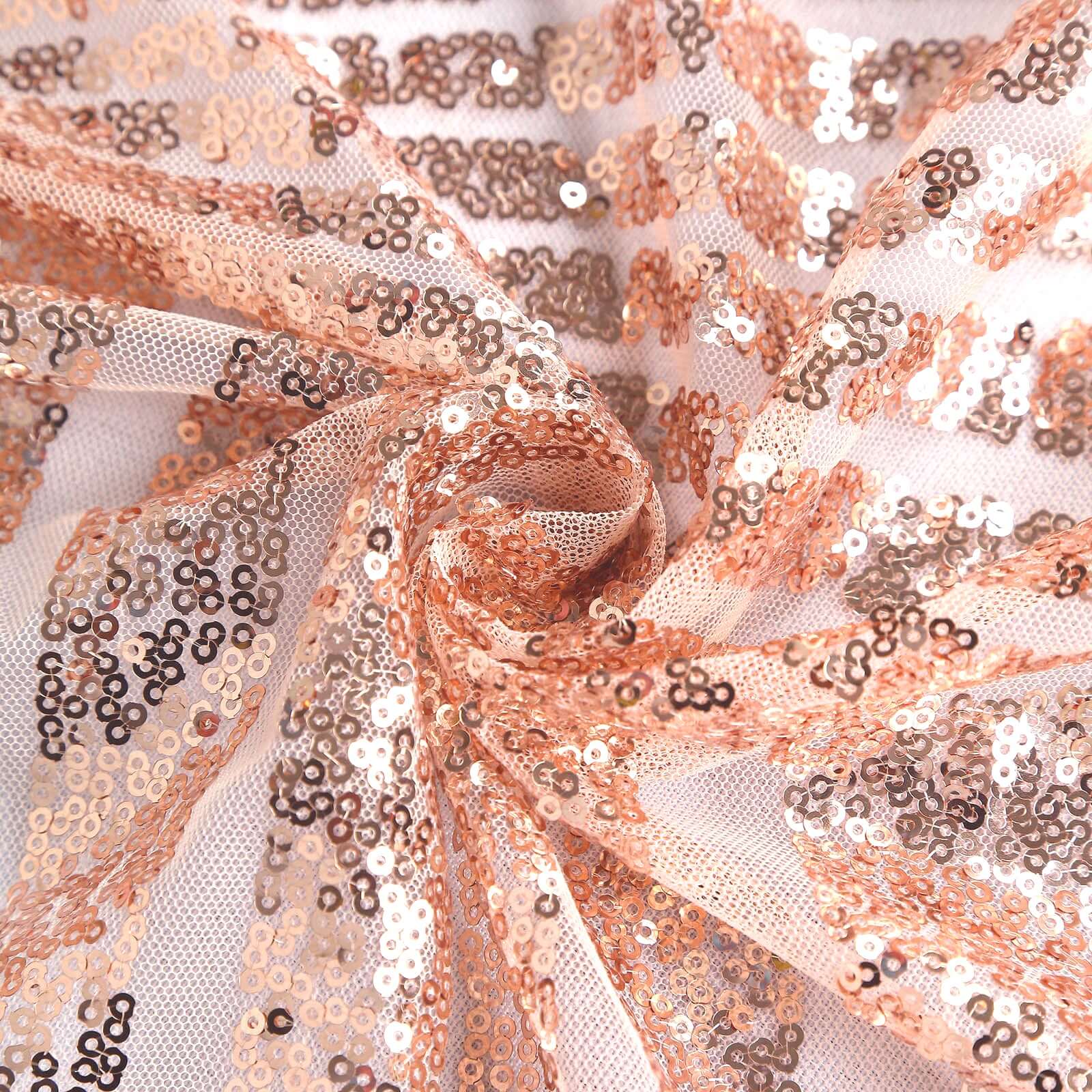 Hot Sale! Rose Gold Sequin Rectangle Tablecloth with Diamond Pattern, 90x132 Size
