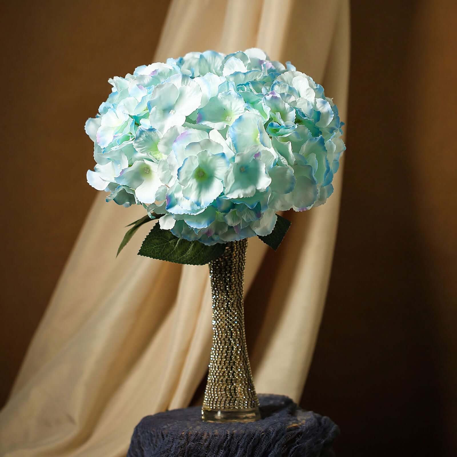 Get 5 Artificial Silk Baby Blue Hydrangea Flower Bouquets for Lifelike Decor