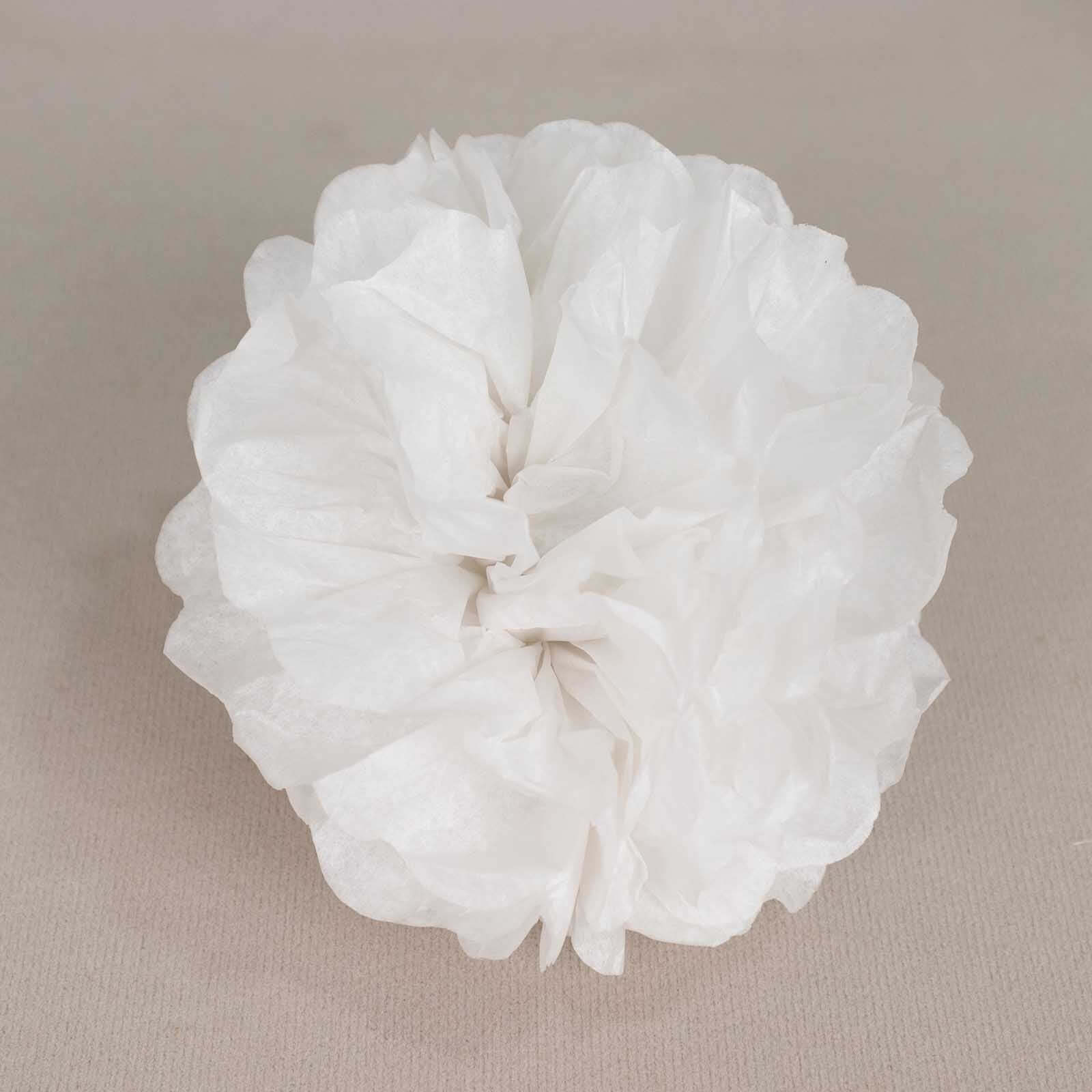 Hot Sale! 6-Piece Set of White Paper Pom Pom Flower Balls for Ceiling and Wall Decorations