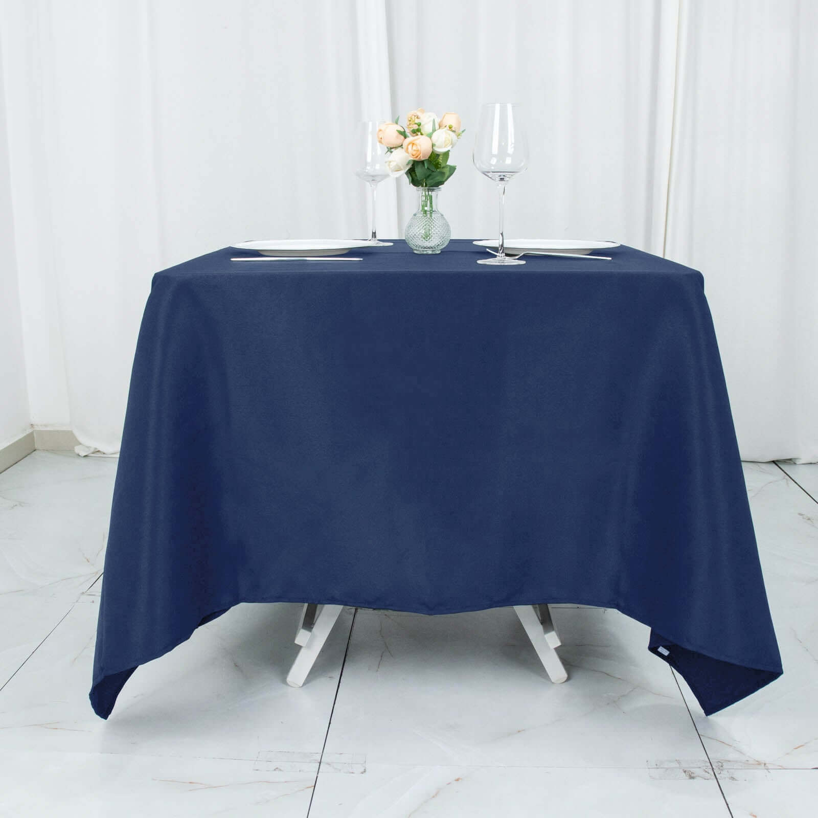 Sale! Wrinkle-Free 70x70 Navy Blue Premium Polyester Square Tablecloth 220GSM for Events