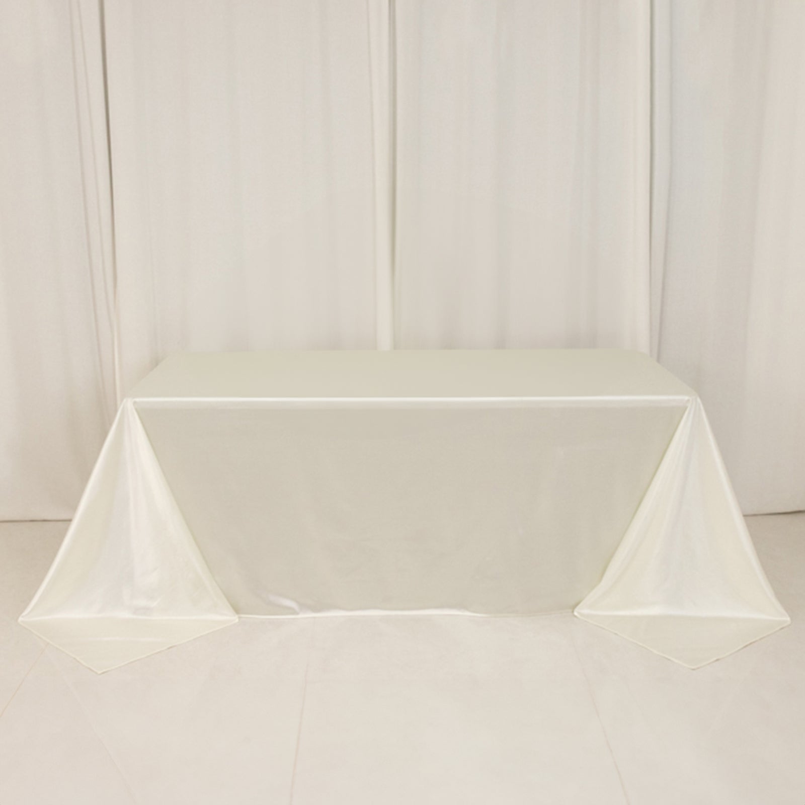 Shimmering Pearl White Premium Scuba Seamless Tablecloth - 90x132, Wrinkle & Stain Resistant