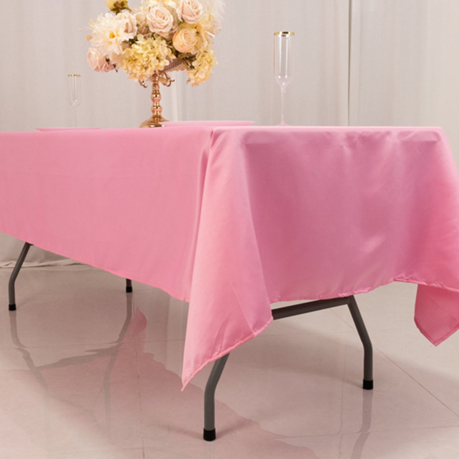 Hot Deal! Pink Lamour Satin Rectangle Tablecloth 60x102 - Durable & Silky Soft
