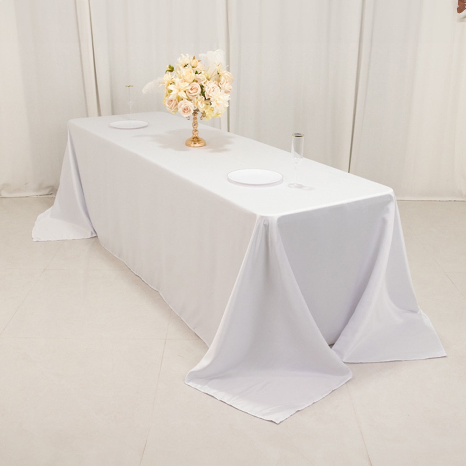 Luxury White Lamour Satin Rectangle Tablecloth 90x156 - Ideal for Stylish Events