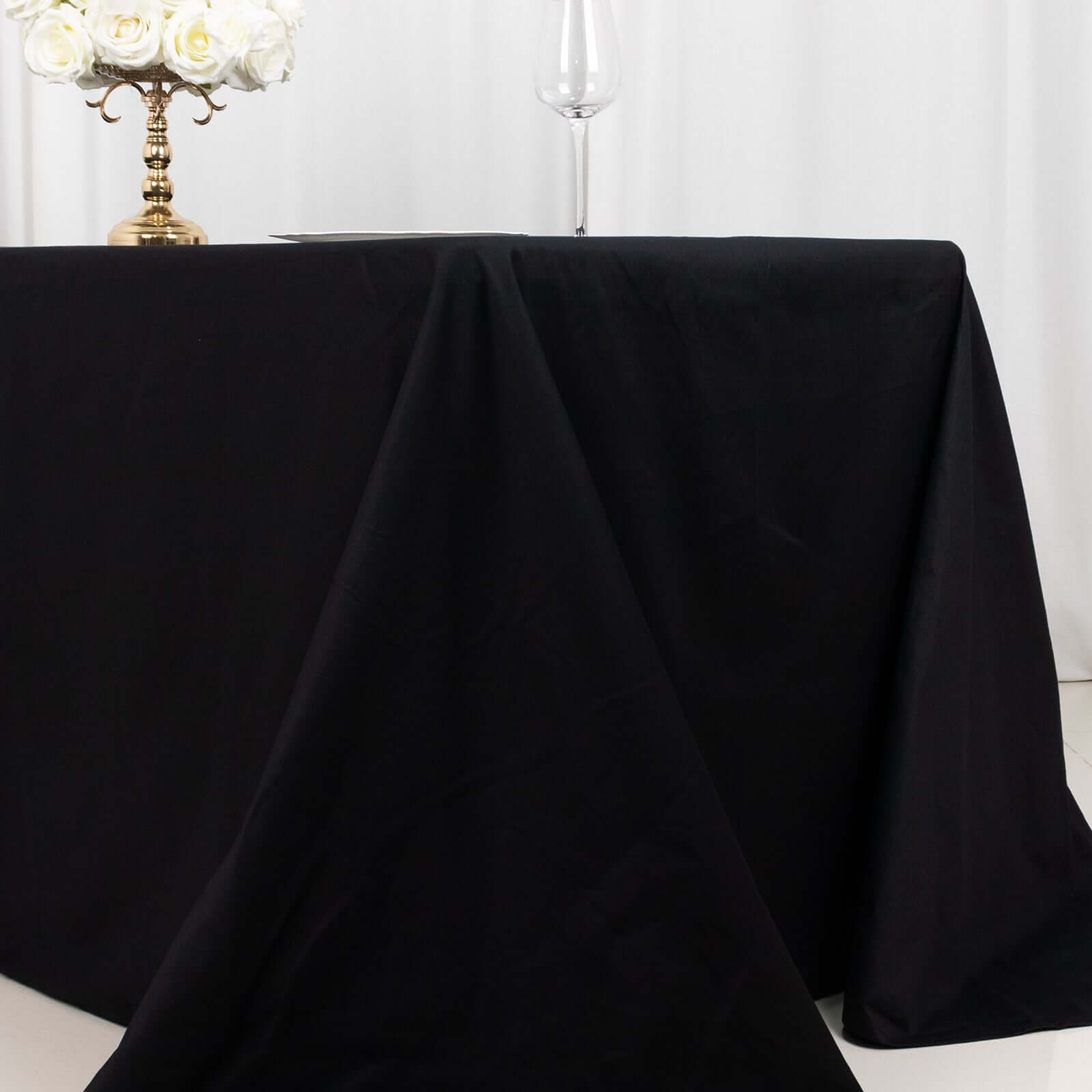 Black Seamless 100% Cotton Rectangle Tablecloth, 90x132, Soft & Breathable