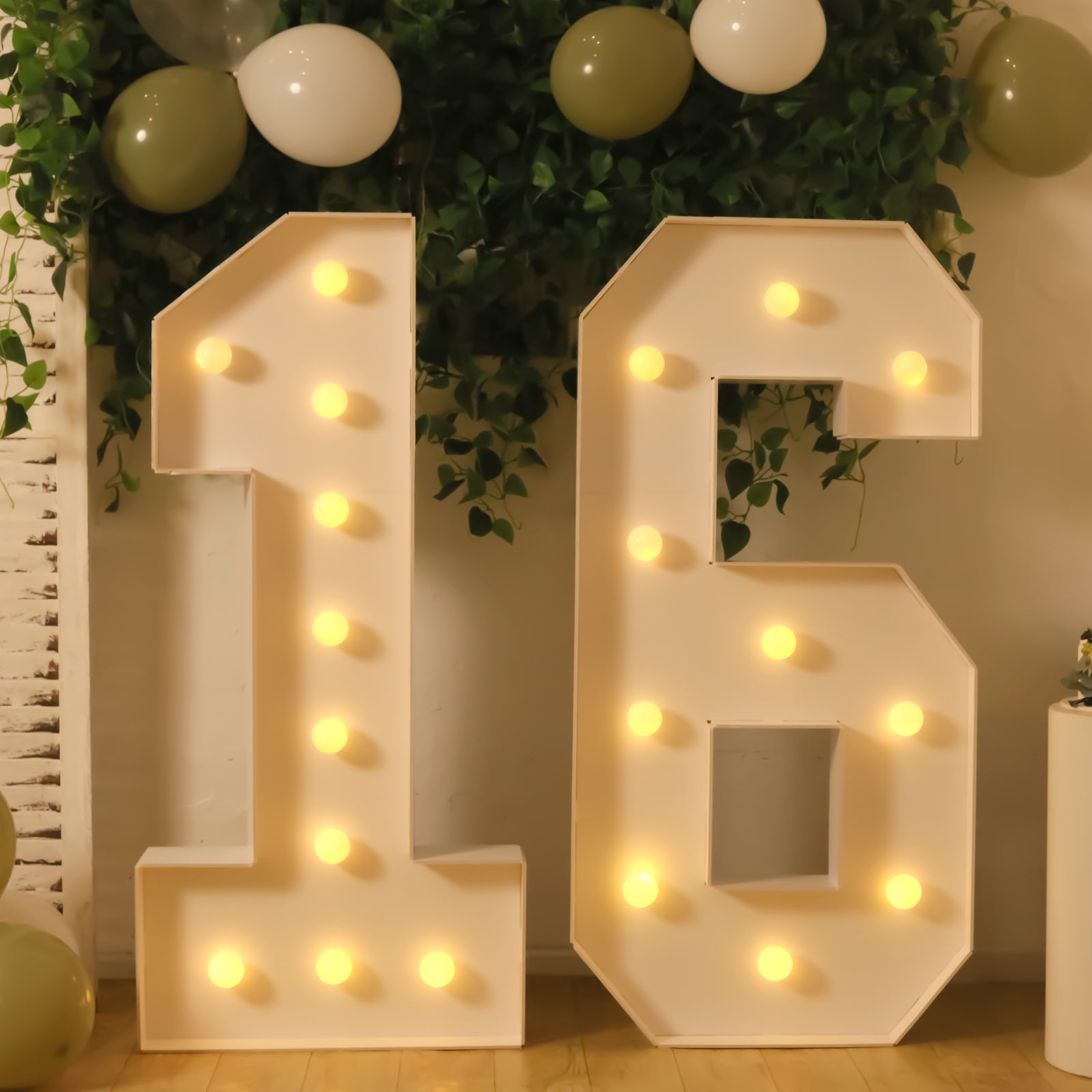 4ft White Giant LED Marquee Light Up Number 1 - Pre - Cut Foam Board with 10 Warm White Battery - Operated LEDs, Glue Gun & Sticks