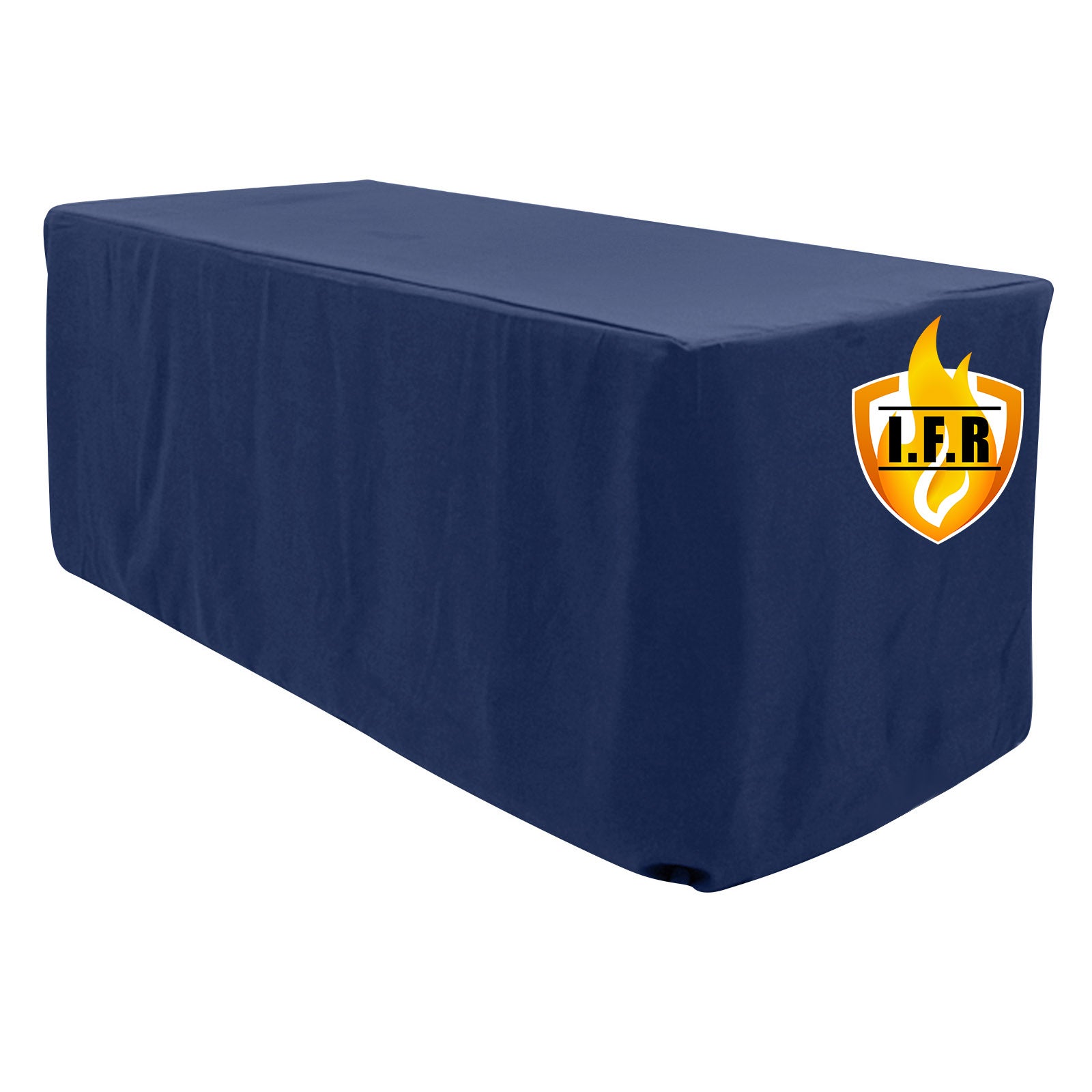 Premium Fire - Retardant Navy Blue 6ft Rectangular Fitted Polyester Tablecloth for Events
