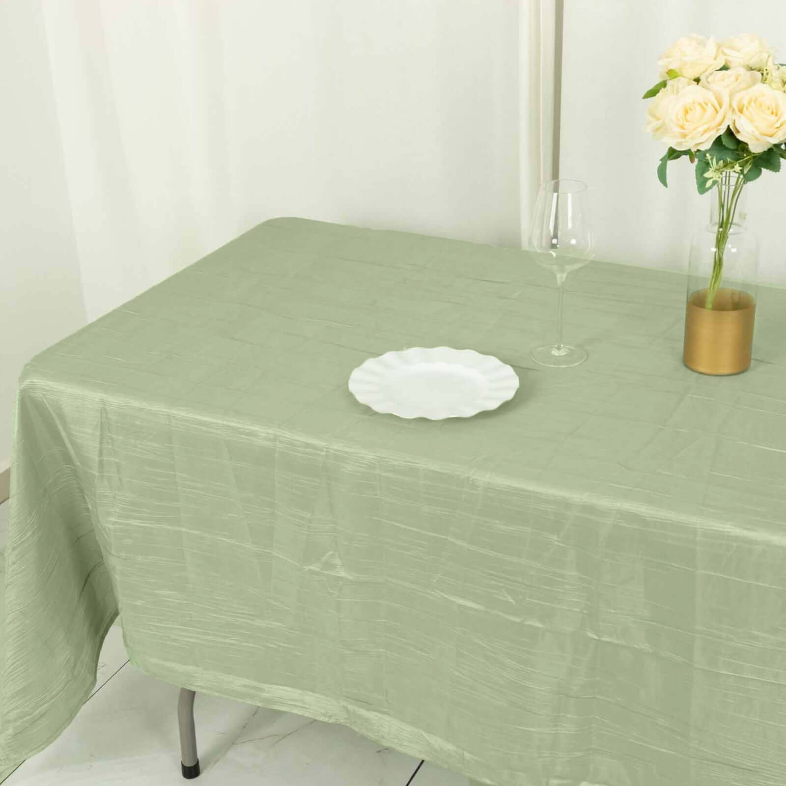 Hot Deal! Sage Green Crinkle Taffeta 60x102 Rectangle Tablecloth