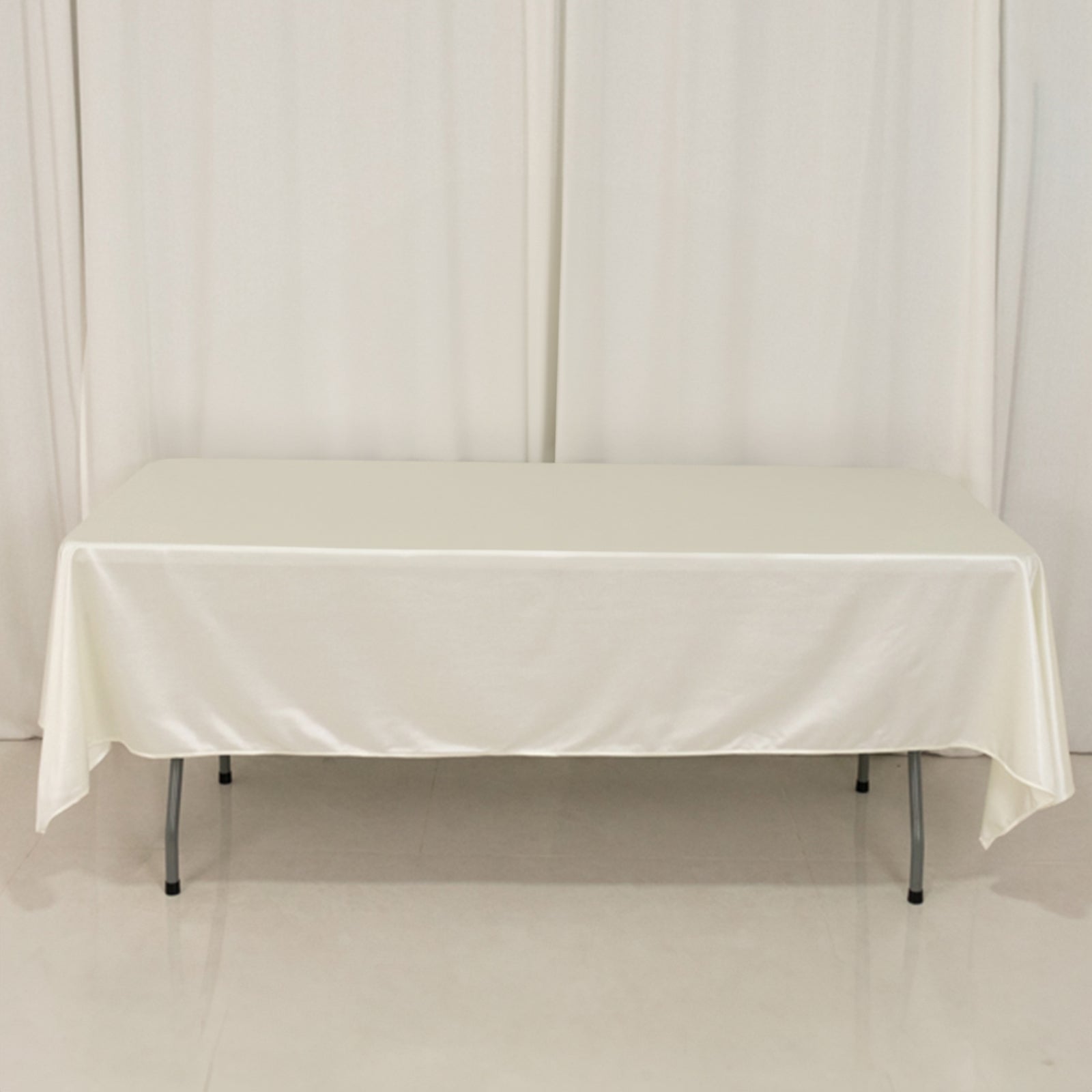 Hot Sale! Premium Wrinkle-Free & Stain-Resistant Scuba Rectangular Tablecloth in Shimmering Pearl White (60x102)