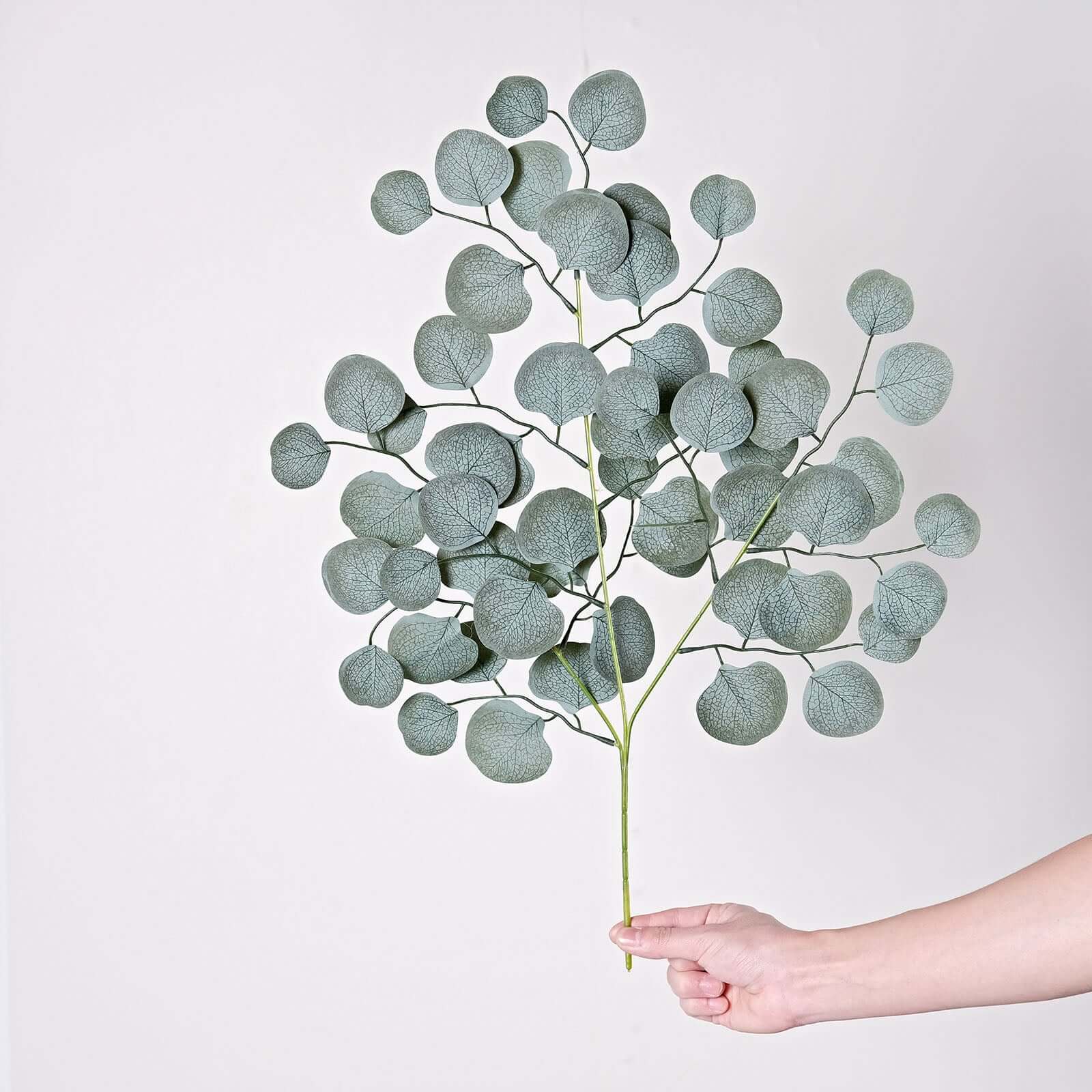Special Offer! 4-Piece Set of Frosted Green Artificial Silk Eucalyptus Leaf Branches for Decor