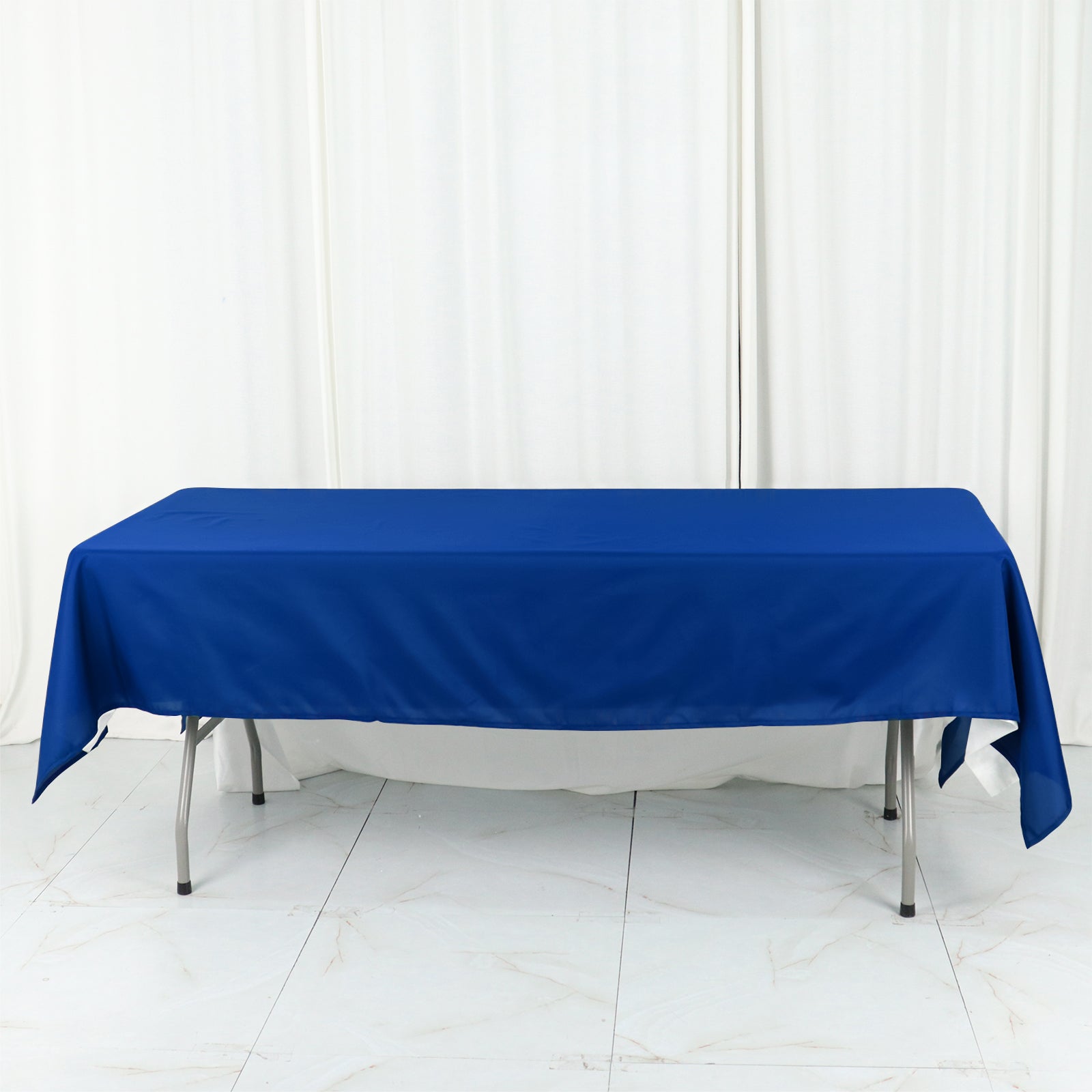 Wrinkle-Resistant Royal Blue Cotton Blend 60x102 Rectangle Tablecloth - Ideal for Events!