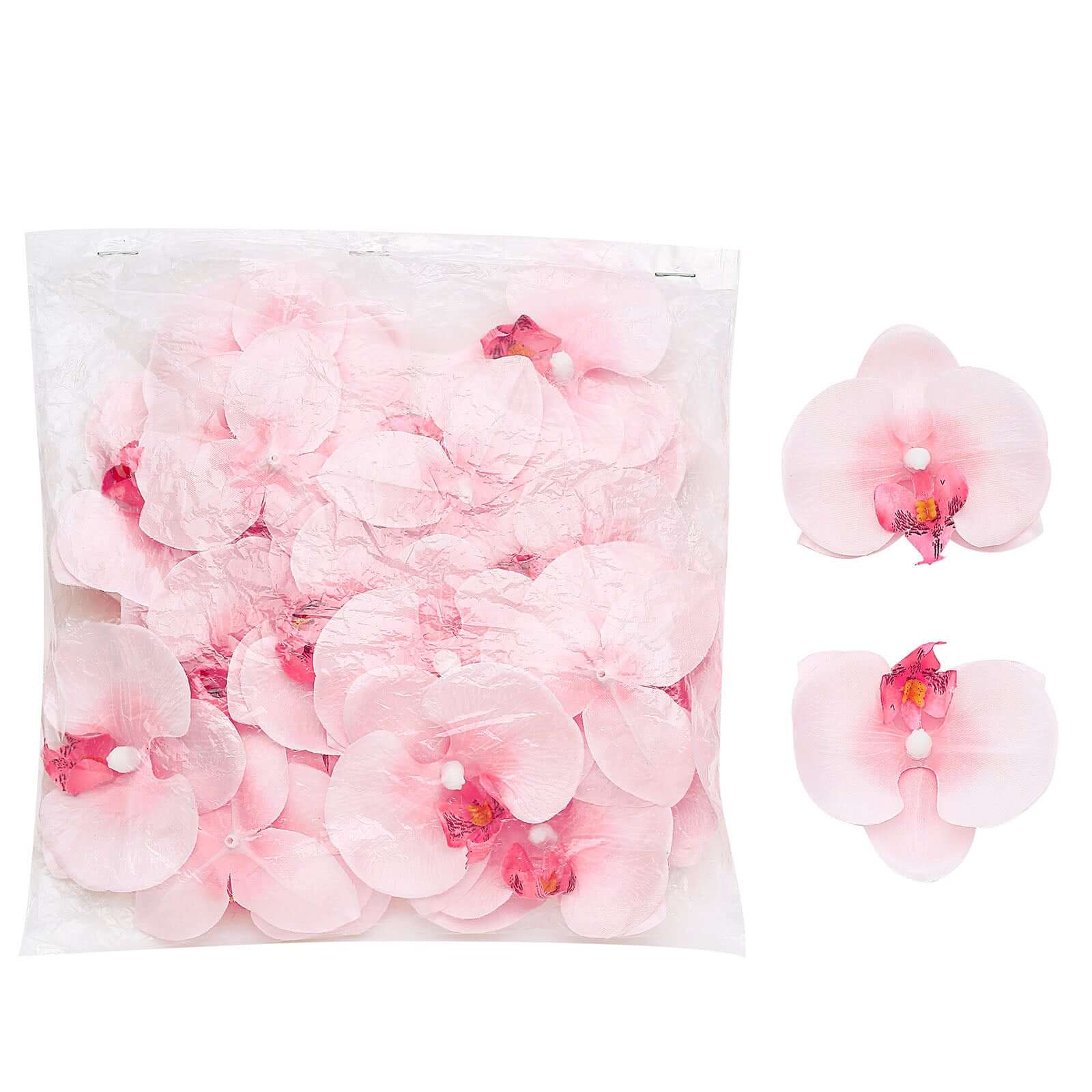 Hot Sale! 20 Pink Silk Artificial Orchid Flower Heads for DIY Floral Decorations