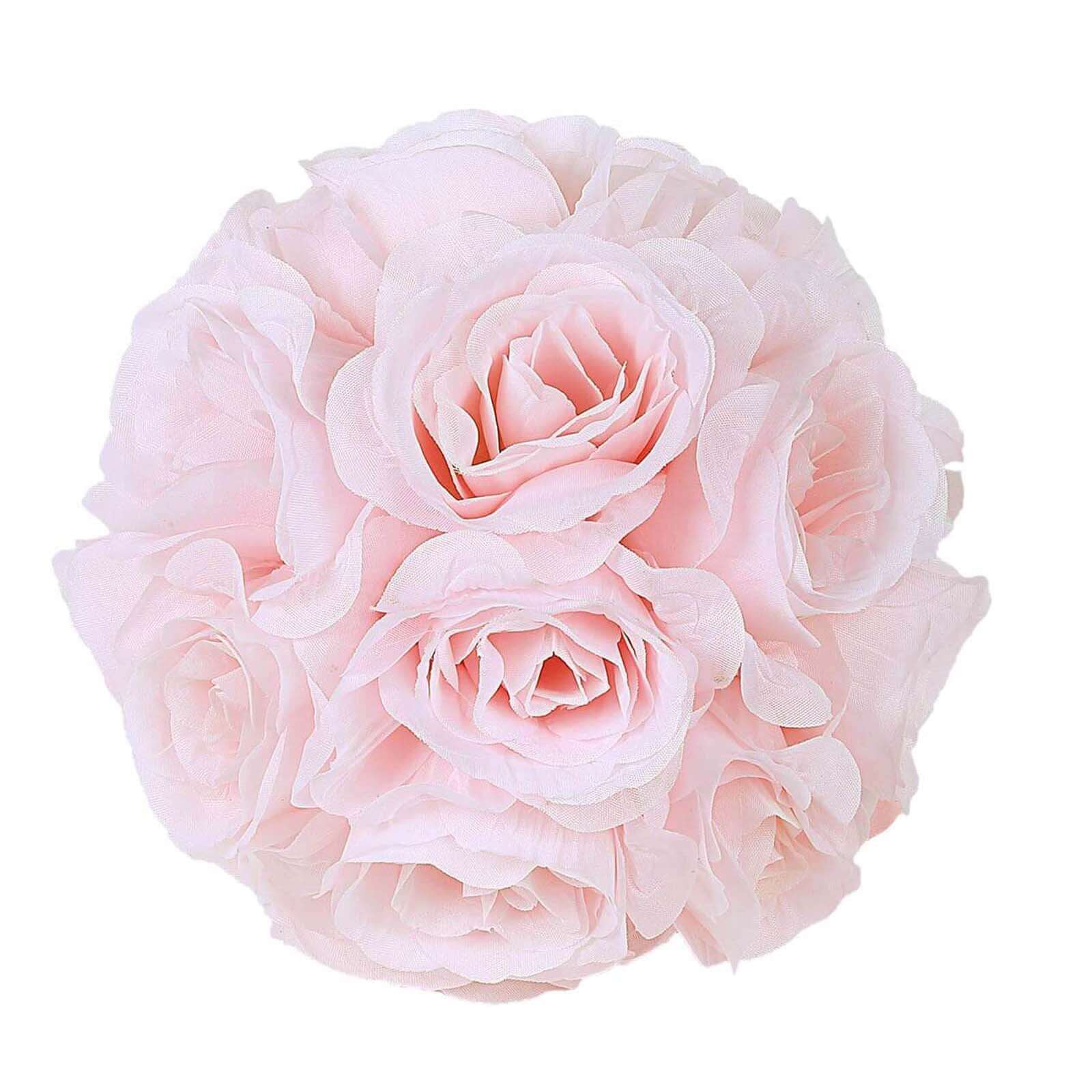 2-Pack Blush Silk Rose Kissing Flower Balls - Ideal for Decor