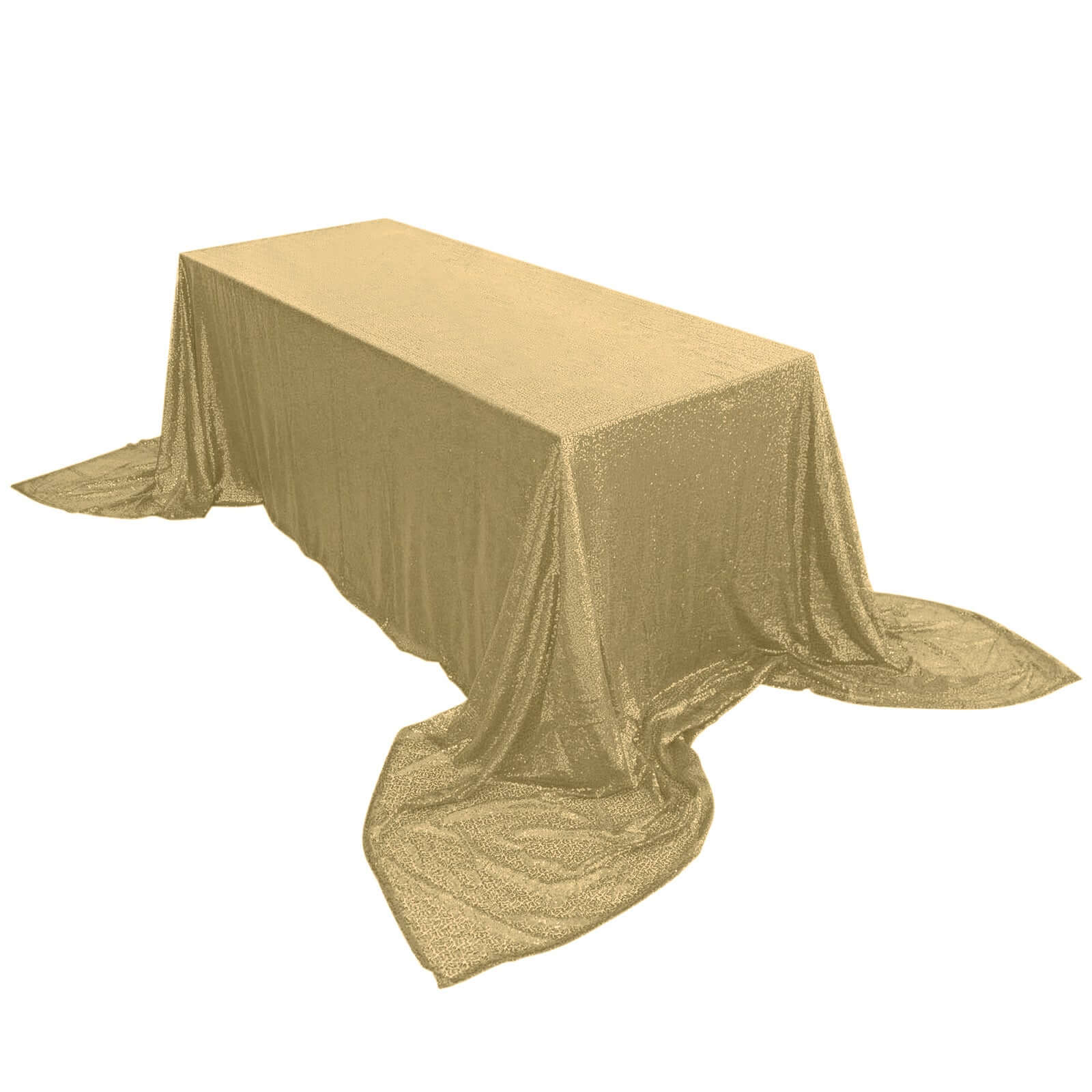 Champagne Sequin Rectangle Tablecloth - 90x156 Seamless Twinkling Table Cover for Events