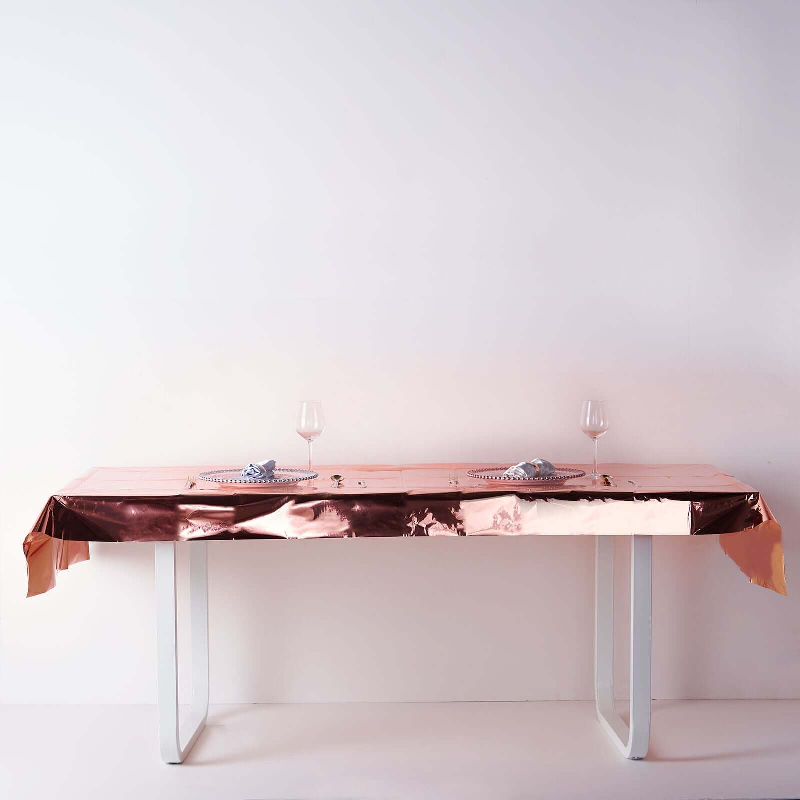 Rose Gold Disposable Metallic Foil Rectangle Tablecloth 40x90 - Ideal for Party Decor