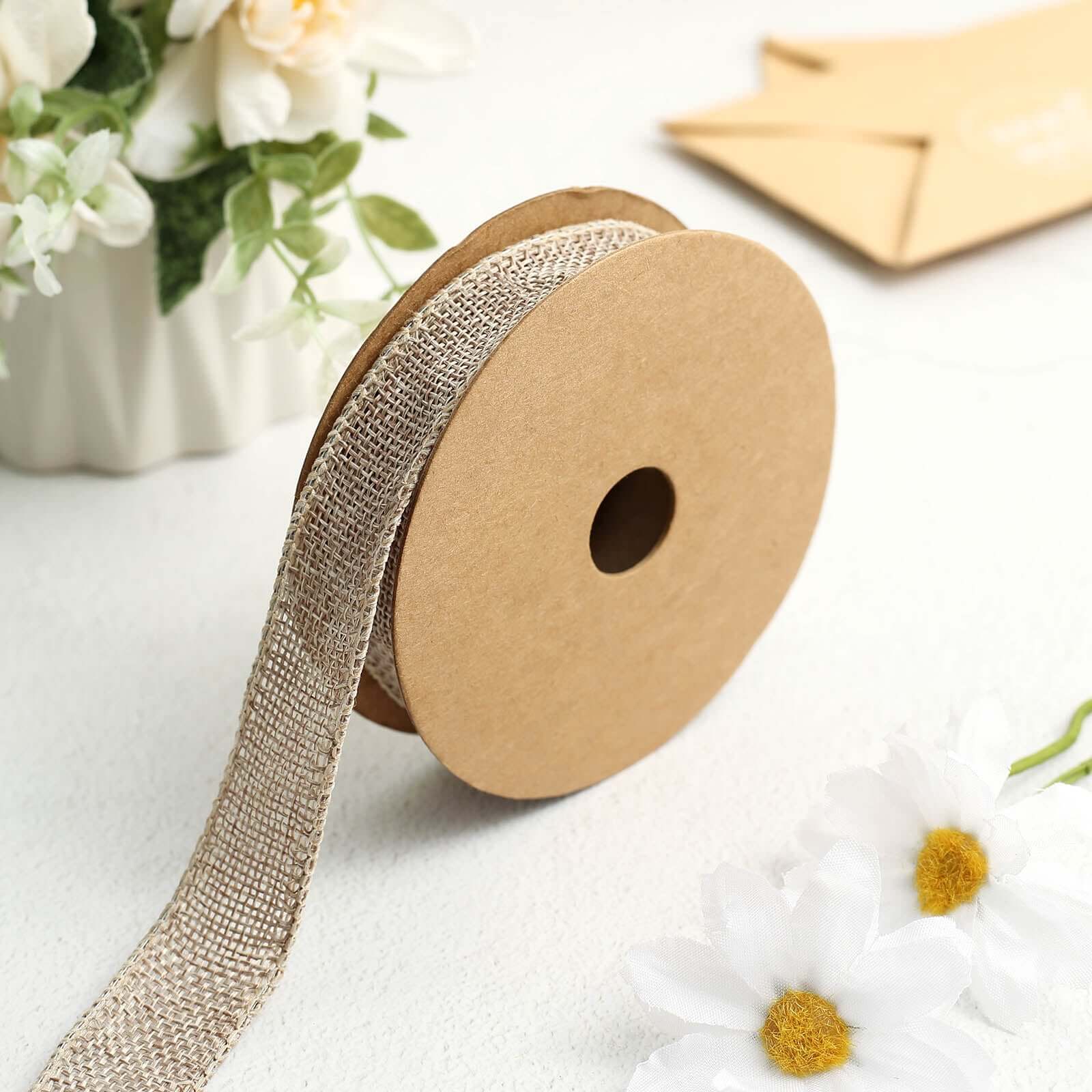 10 Yards 7/8 Natural Tone Jute Burlap Ribbons - Ideal for Decor