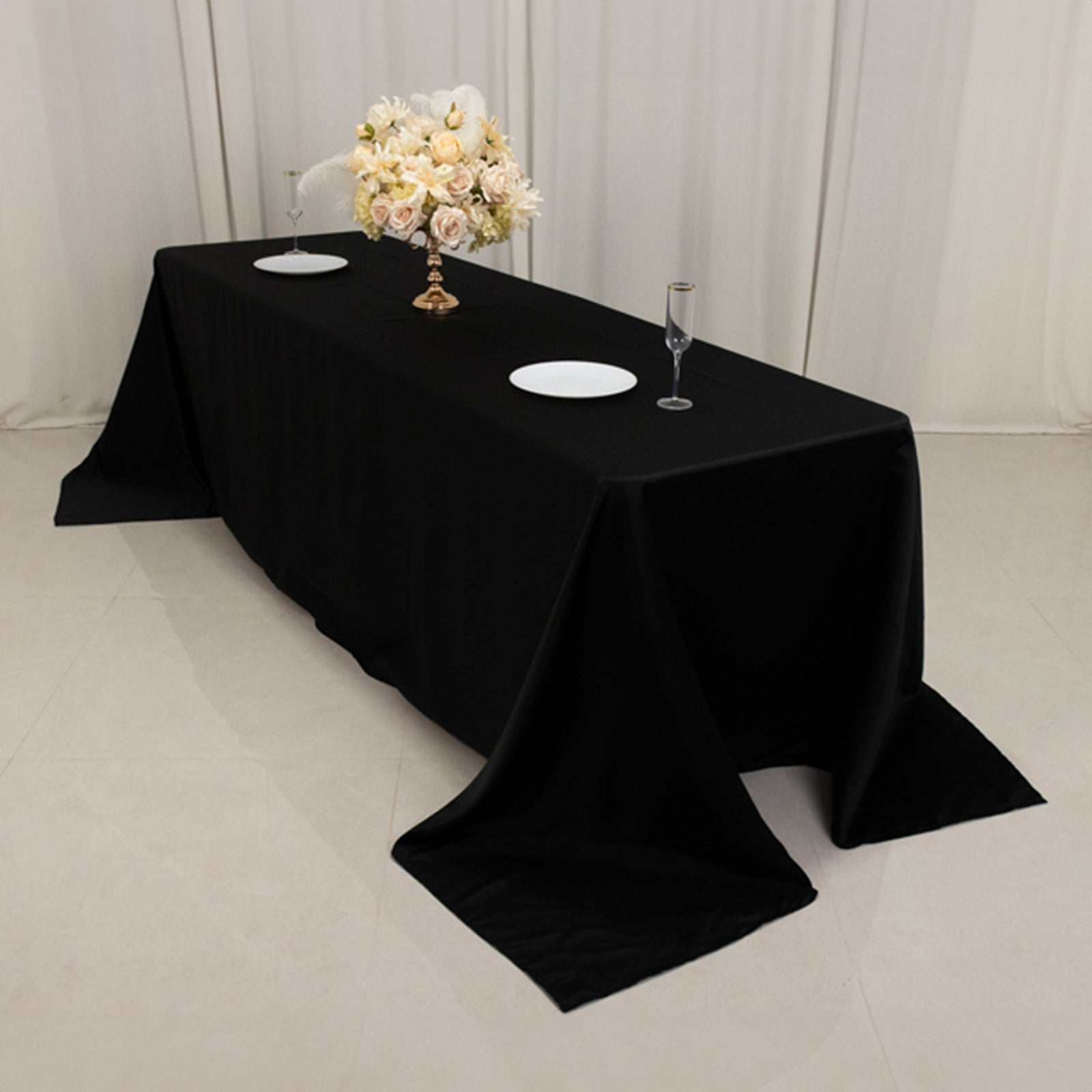 Black Lamour Satin Rectangle Tablecloth 90x156 - Luxurious & Soft for Stylish Events