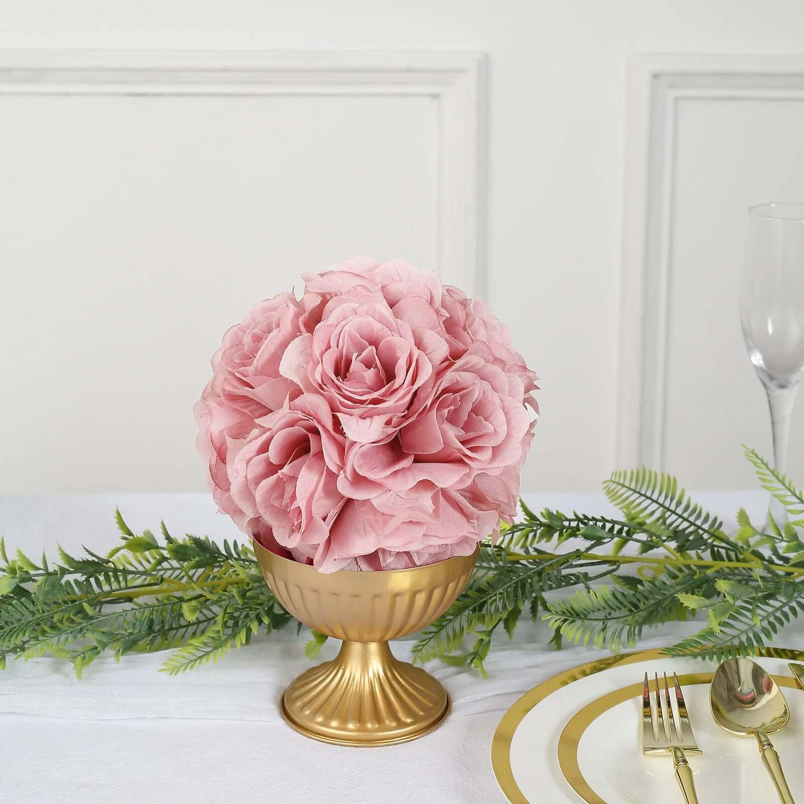 2-Pack of 7-Inch Mauve Artificial Silk Rose Kissing Balls - Ideal for Decorations