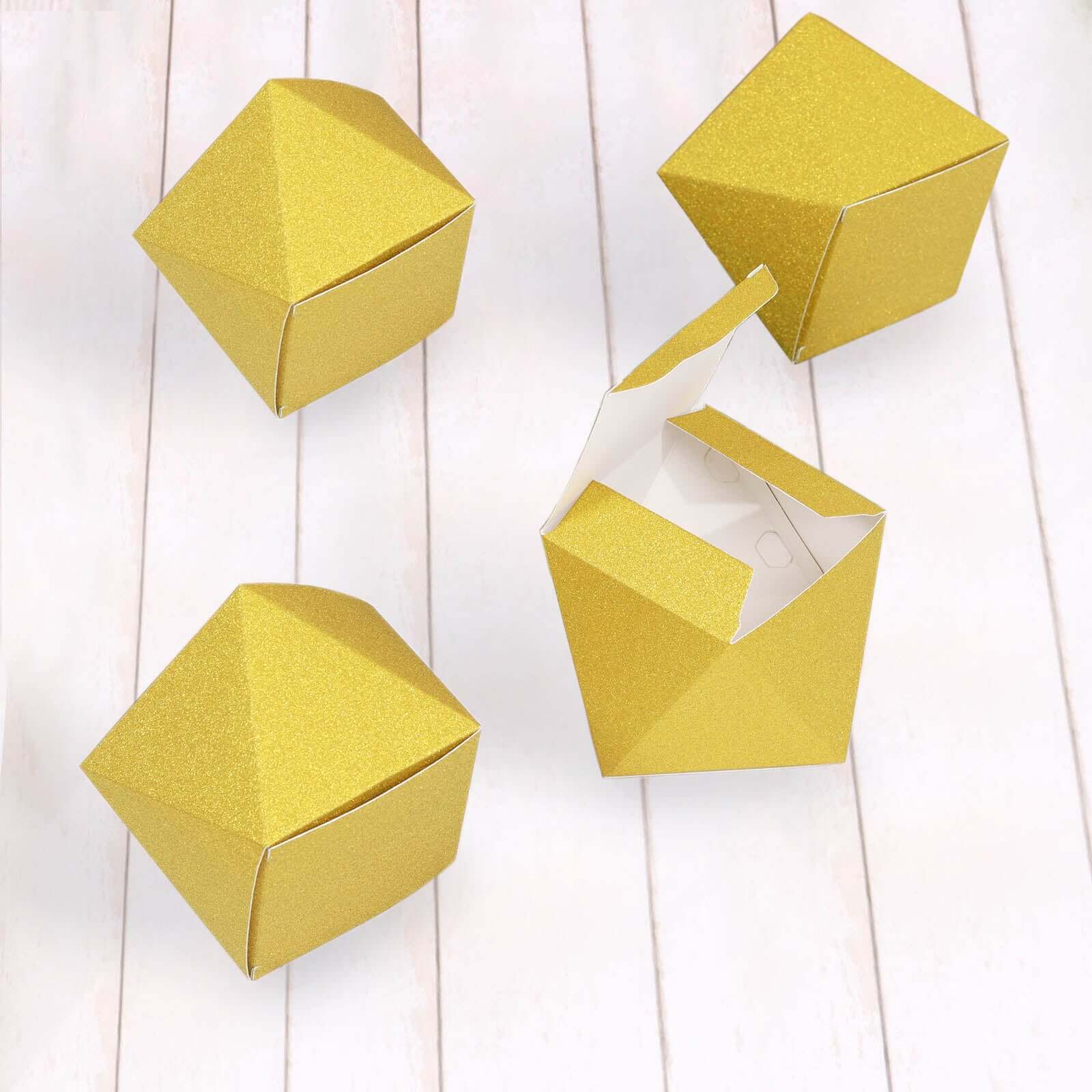 Get 25-Pack Gold Glittered 3x4 Geometric DIY Wedding Favor Gift Boxes Now