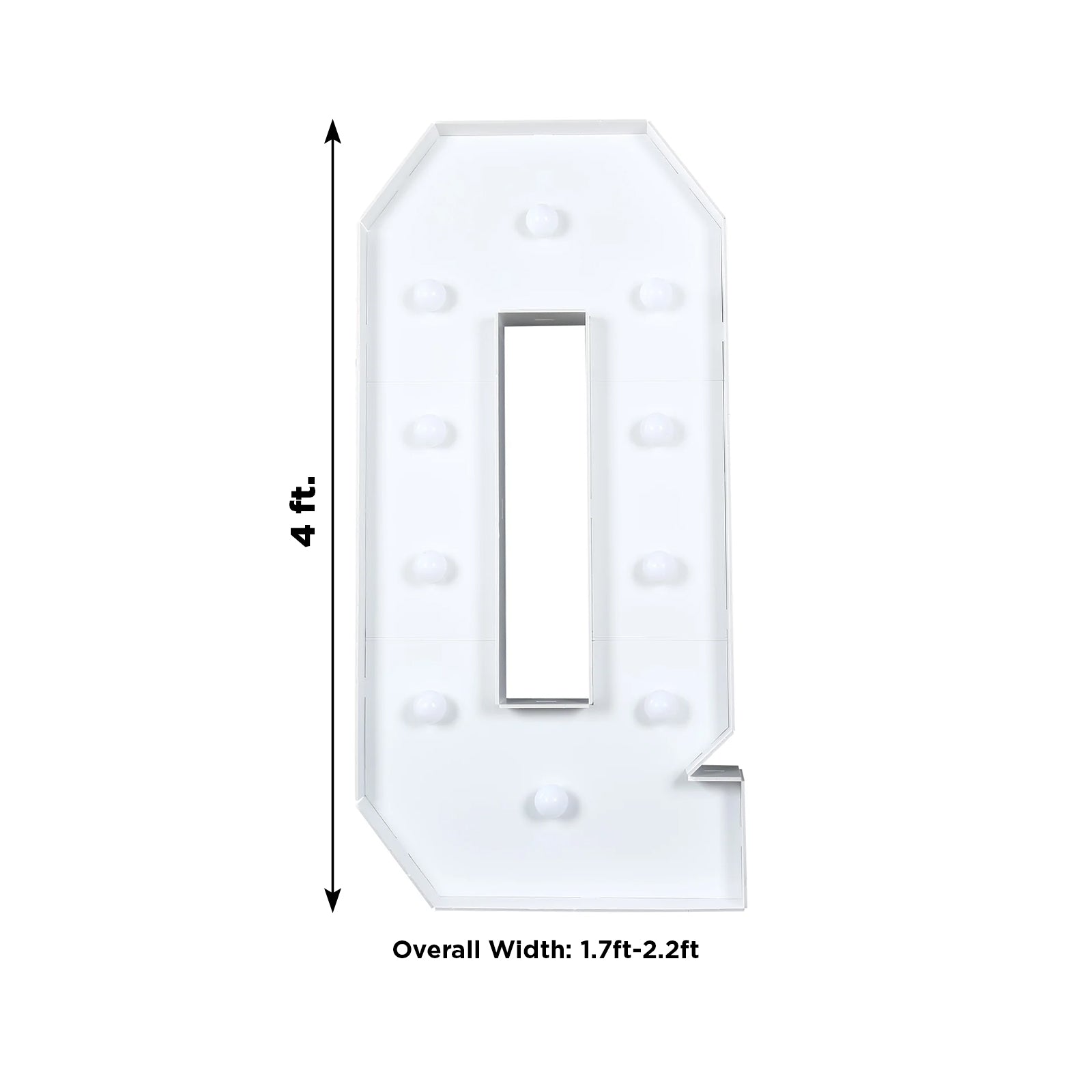 Hot Sale! 4ft White Giant LED Marquee Light Up Letter Q with 10 Warm White Battery - Operated LEDs