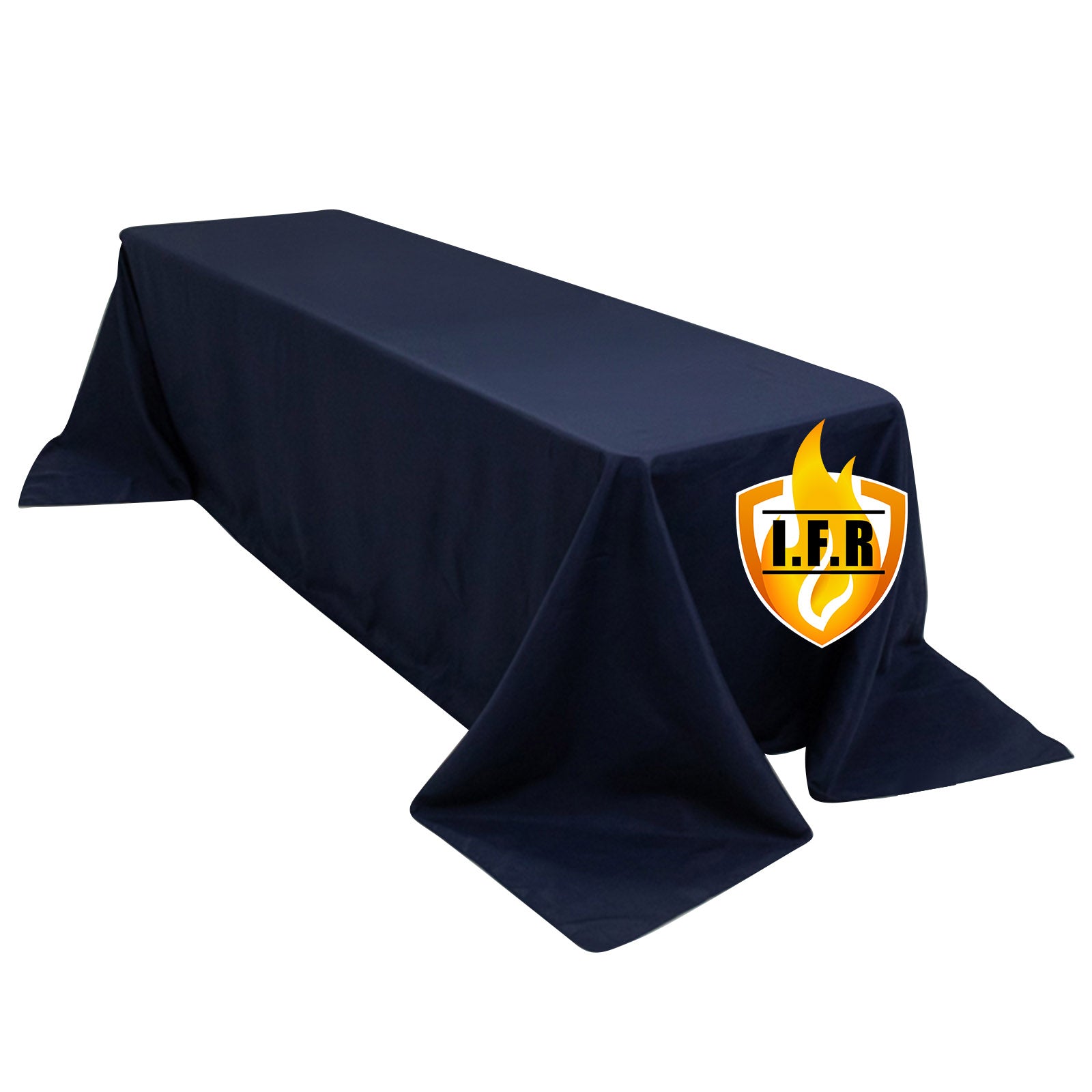 Fire Retardant Premium Polyester 90x156 Rectangular Tablecloth Navy Blue - High-Performance Seamless Table Cover