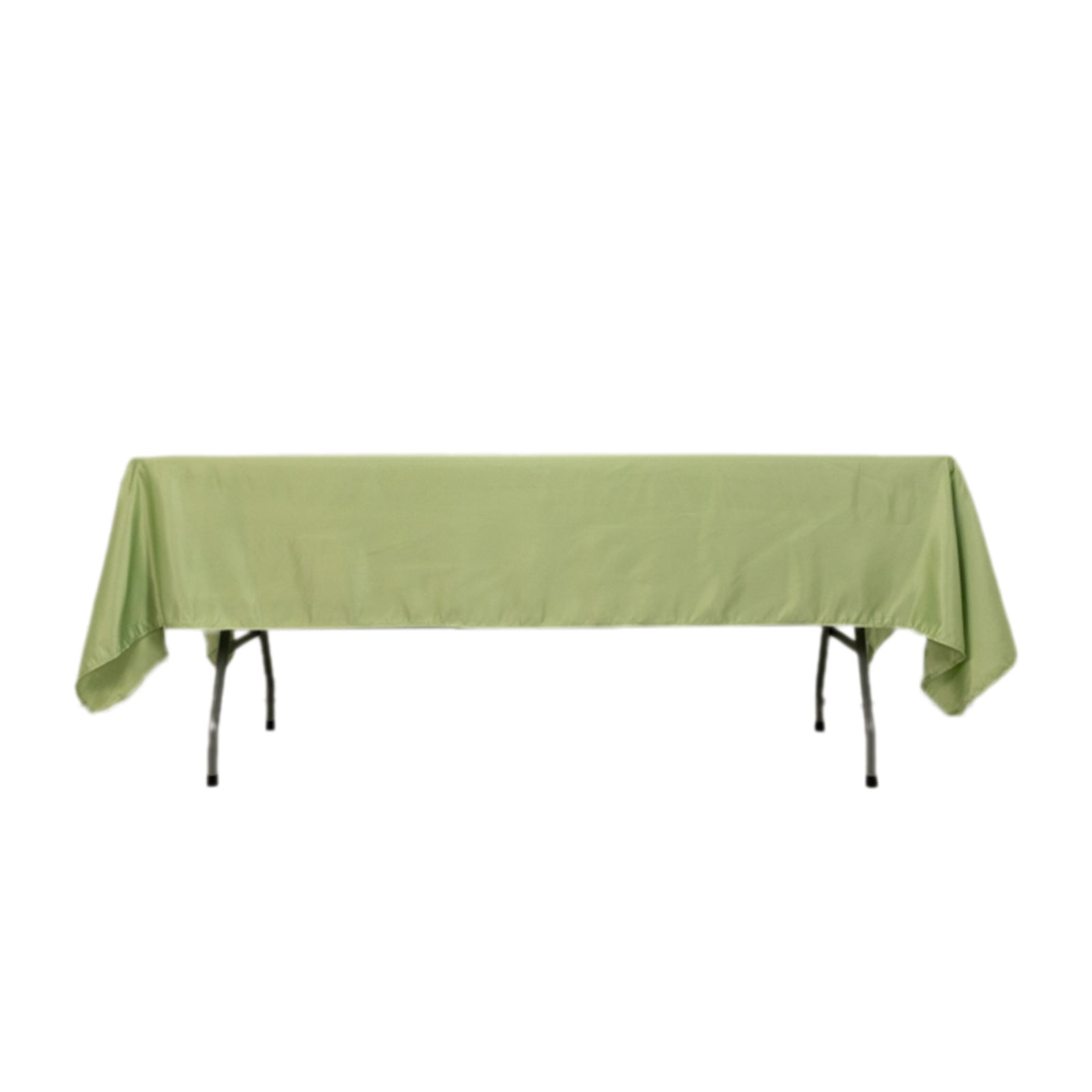 Get This Durable & Silky Soft Lamour Satin Rectangle Tablecloth in Sage Green (60x102)