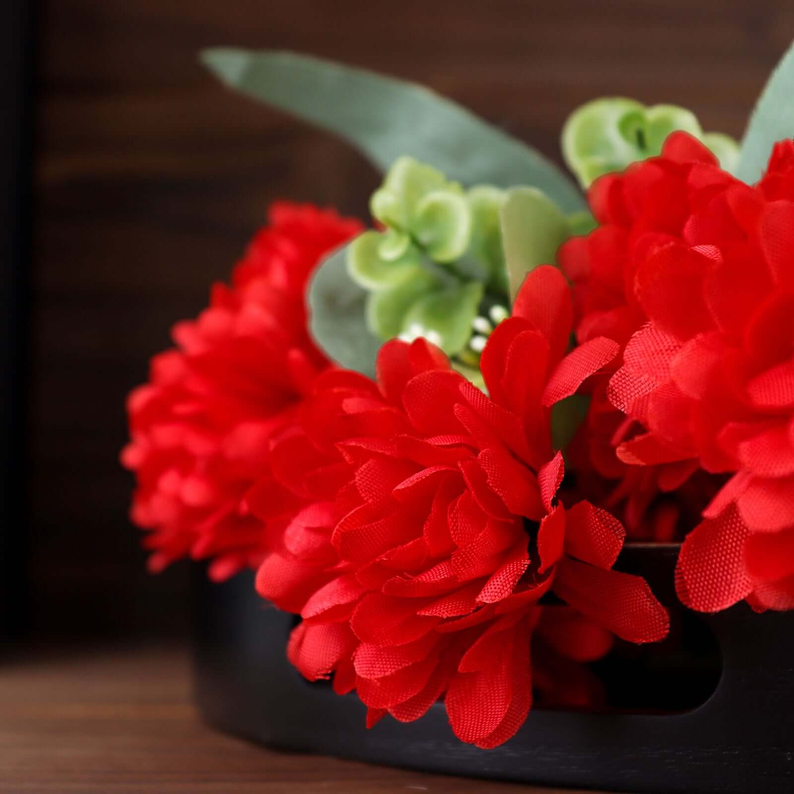 Hot Sale! 12 Bushes of Red Artificial Silk Chrysanthemum Flower Bouquets for Decor