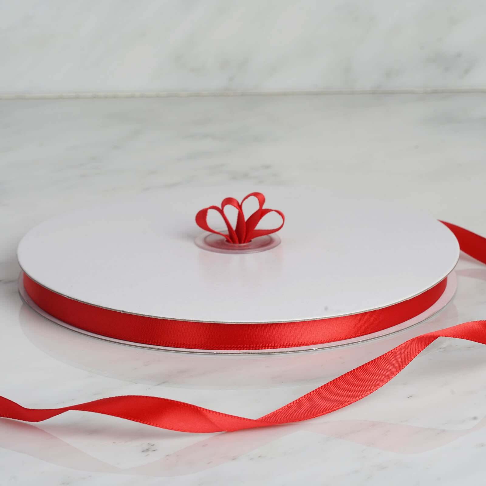 100-Yard 3/8-Inch Red Single-Sided Decorative Satin Ribbon Roll