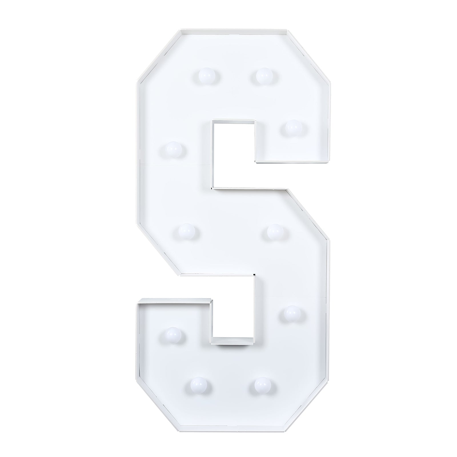 4ft White Giant LED Marquee Letter S with Warm White LEDs, Glue Gun & Sticks - Ideal for Events