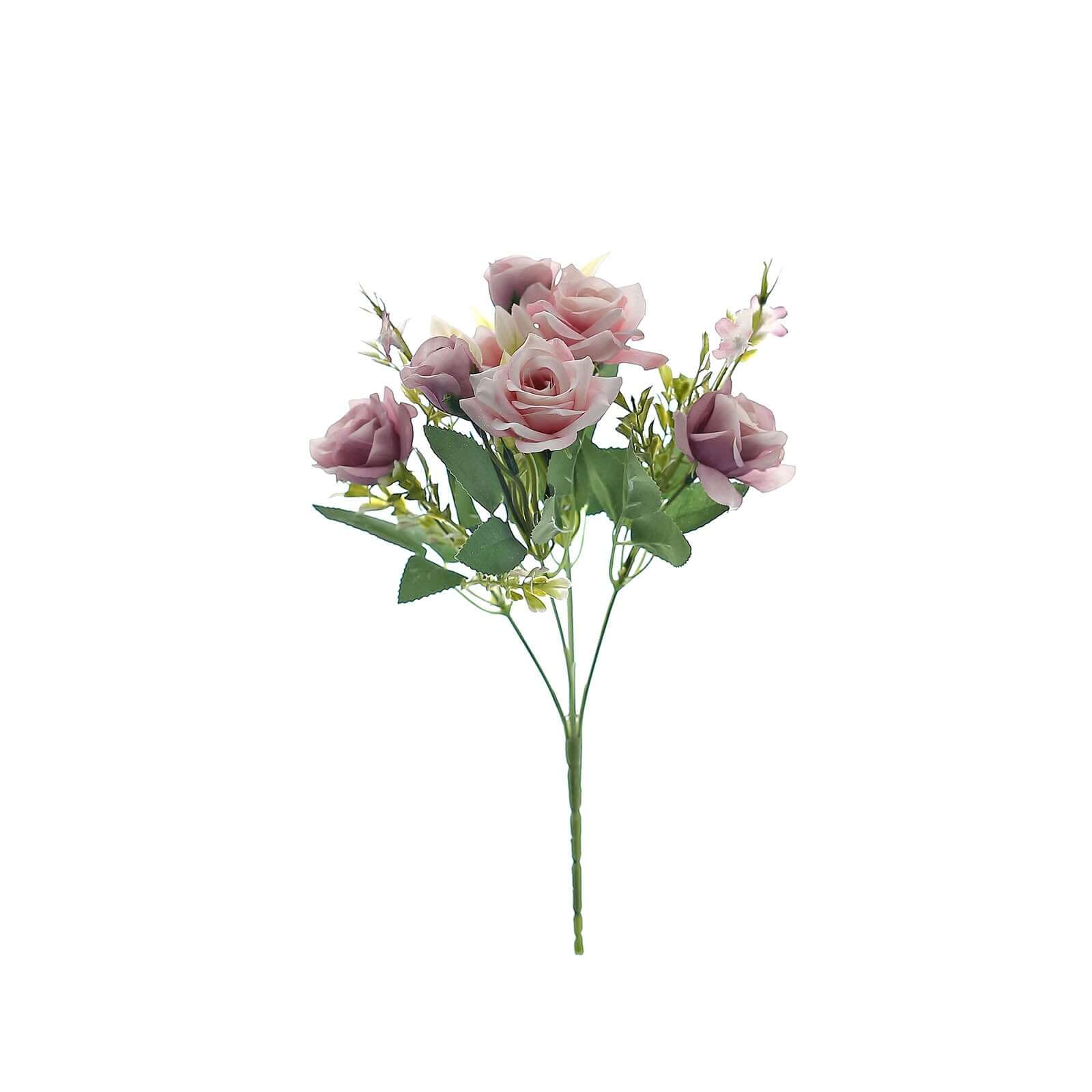 Hot Deal! 4 Bushes 12-Inch Dusty Rose Artificial Silk Rose Flower Bouquet for Weddings and Decor